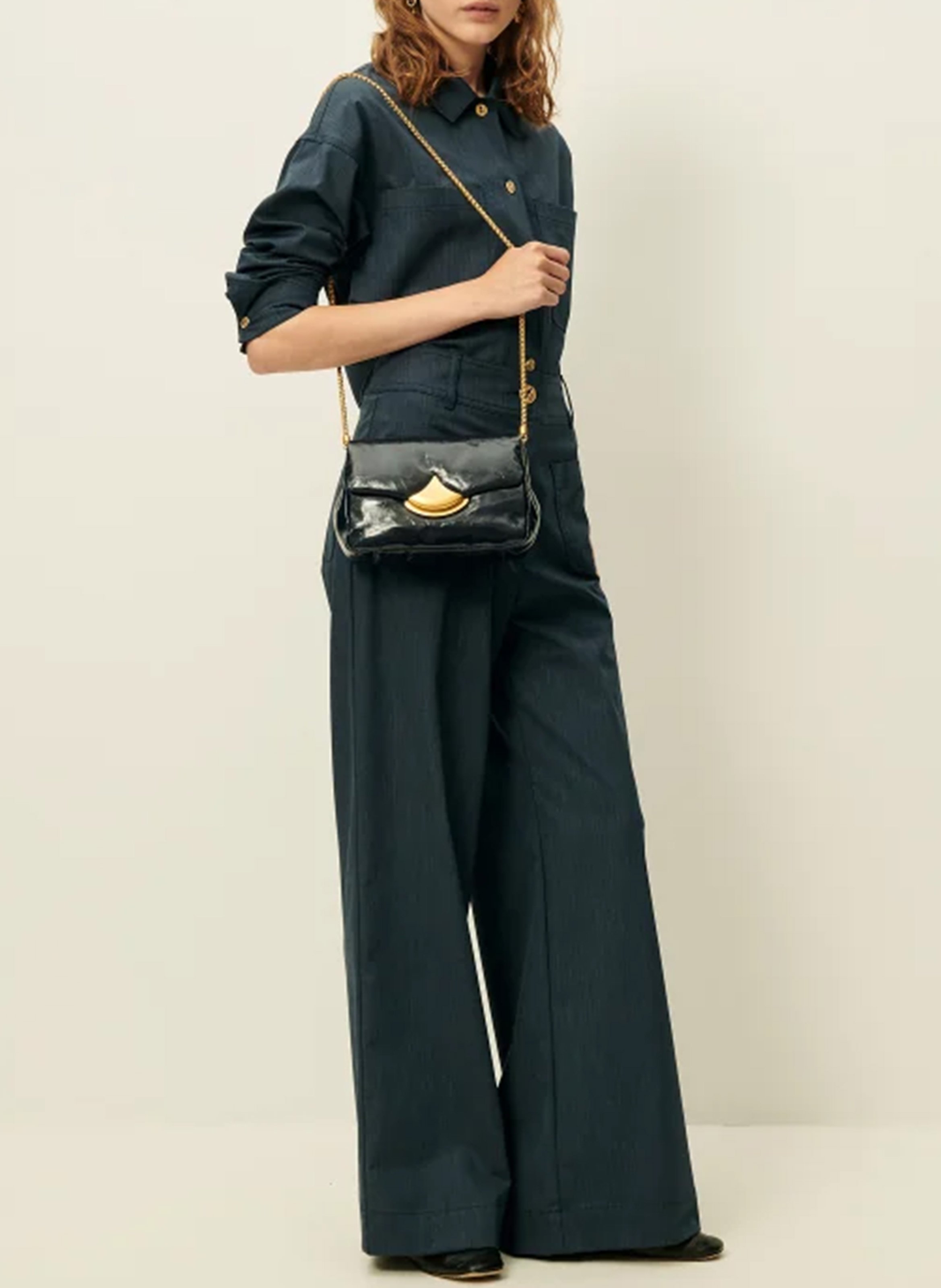 Sac bandoulière en cuir vernis SESSUN Bleu