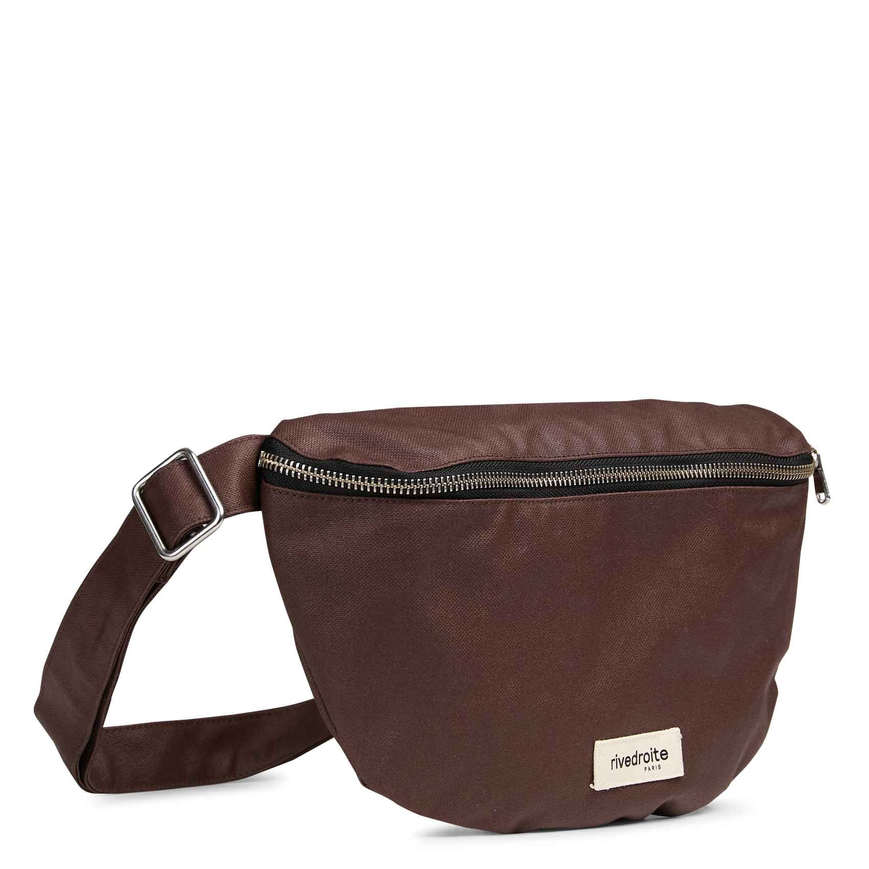 Plain waxed zippered bum bag RIVEDROITE PARIS Brown