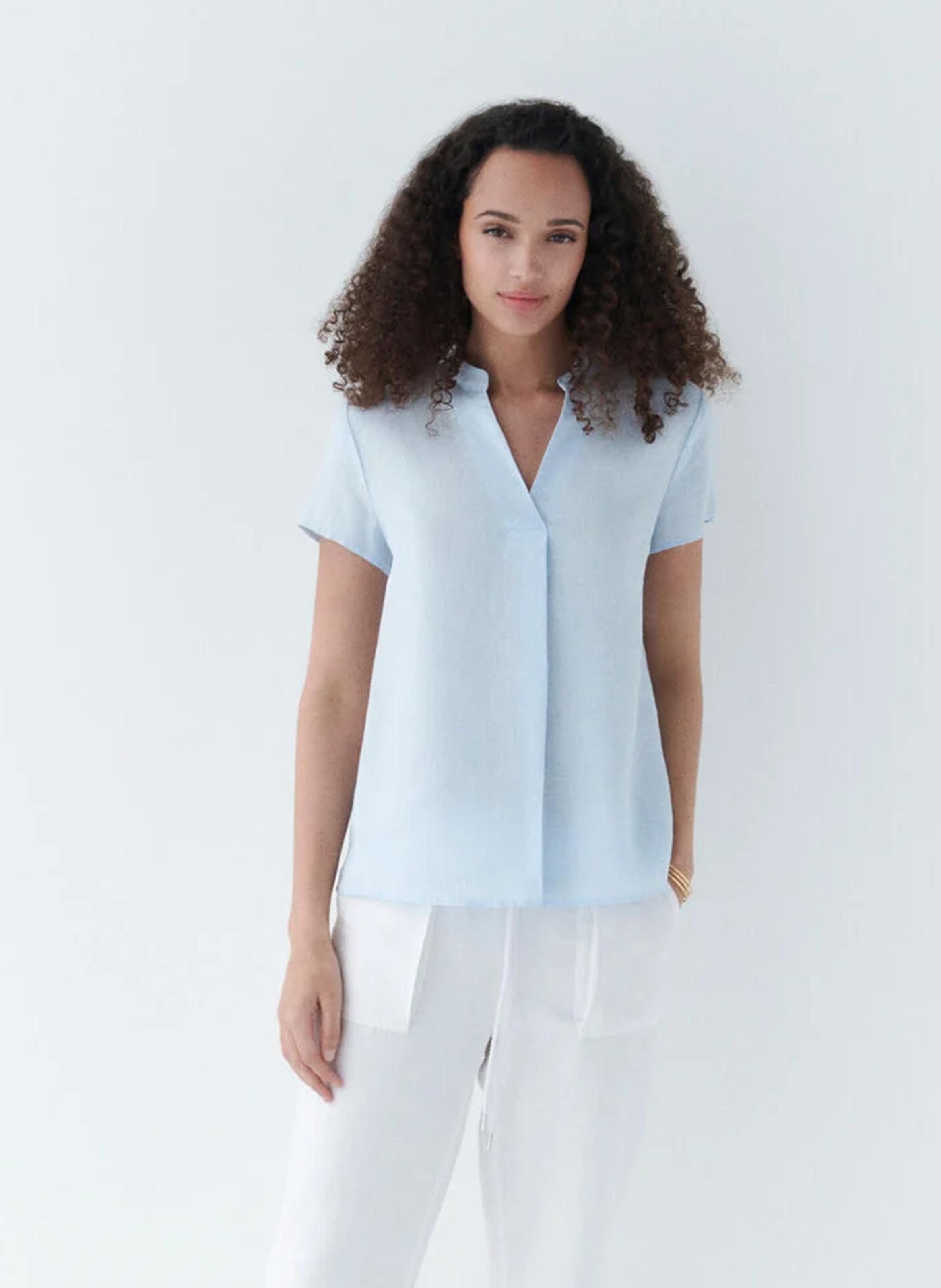 Top col v en lin CAROLL Bleu
