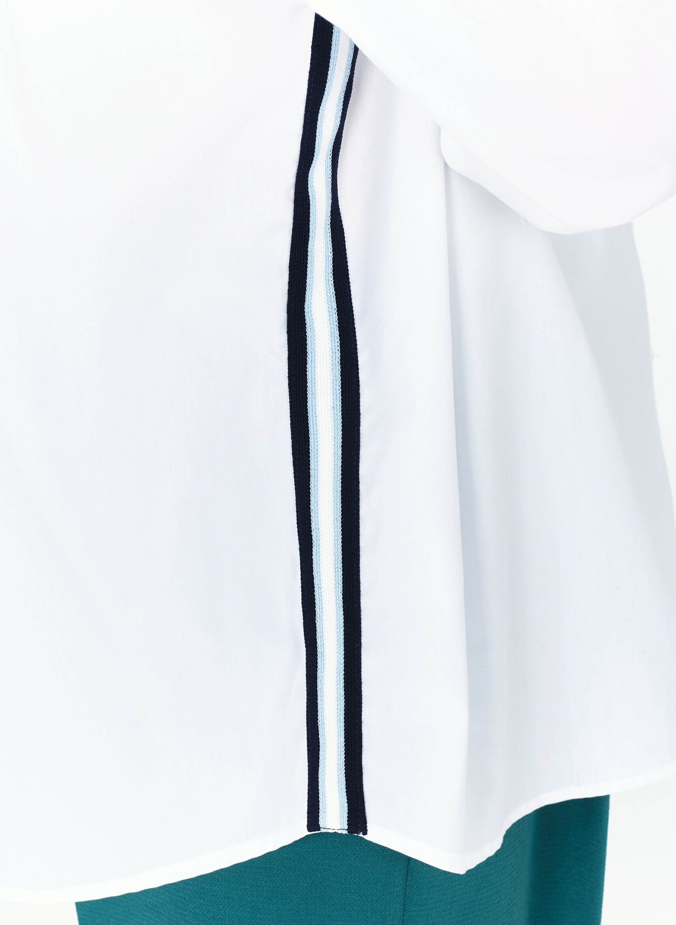 Ruimvallende blouse met Italiaanse kraag en driekleurige streep Wit