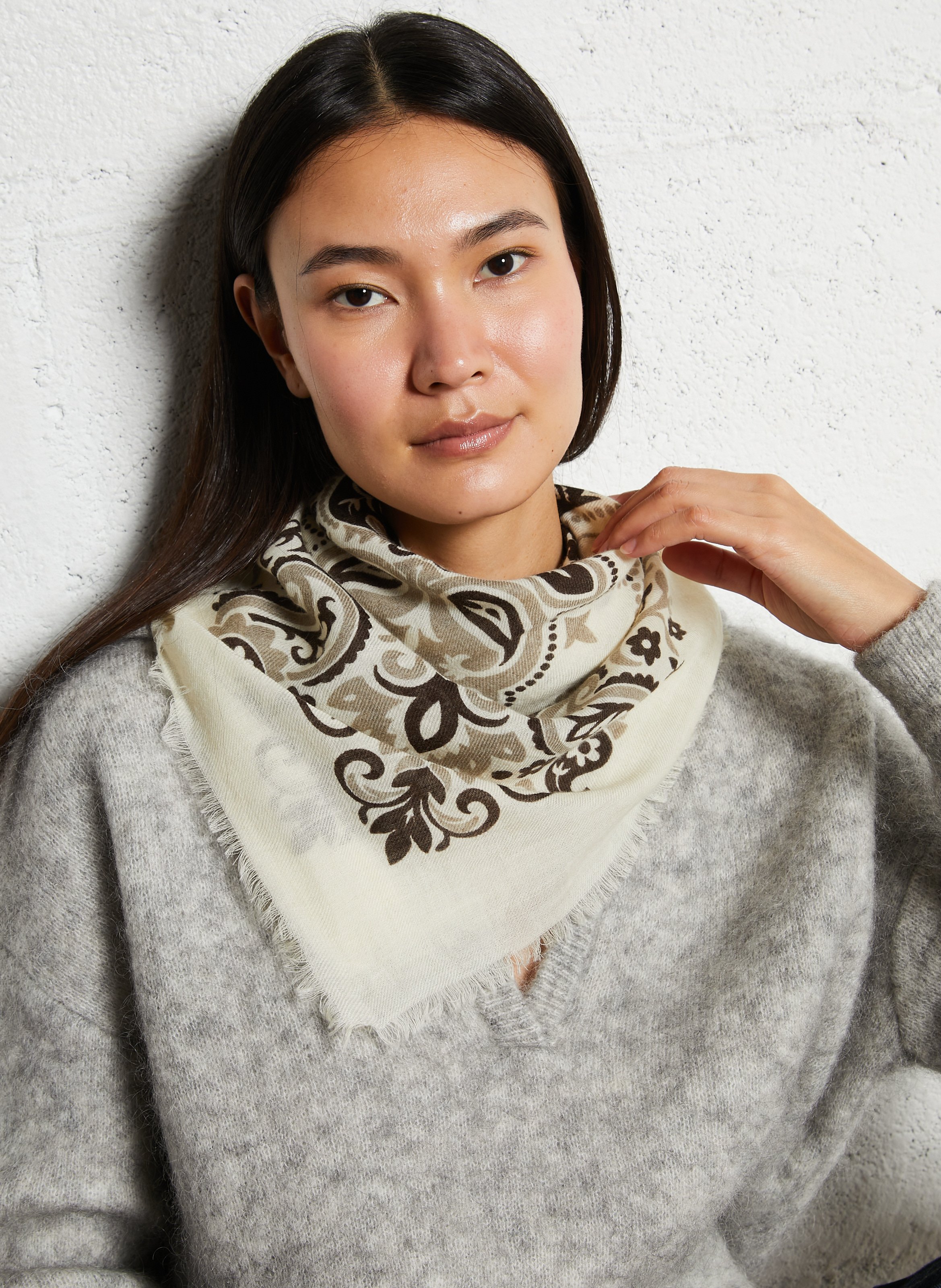 Printed wool and cashmere scarf MAISON LECOMTE FLAMENT