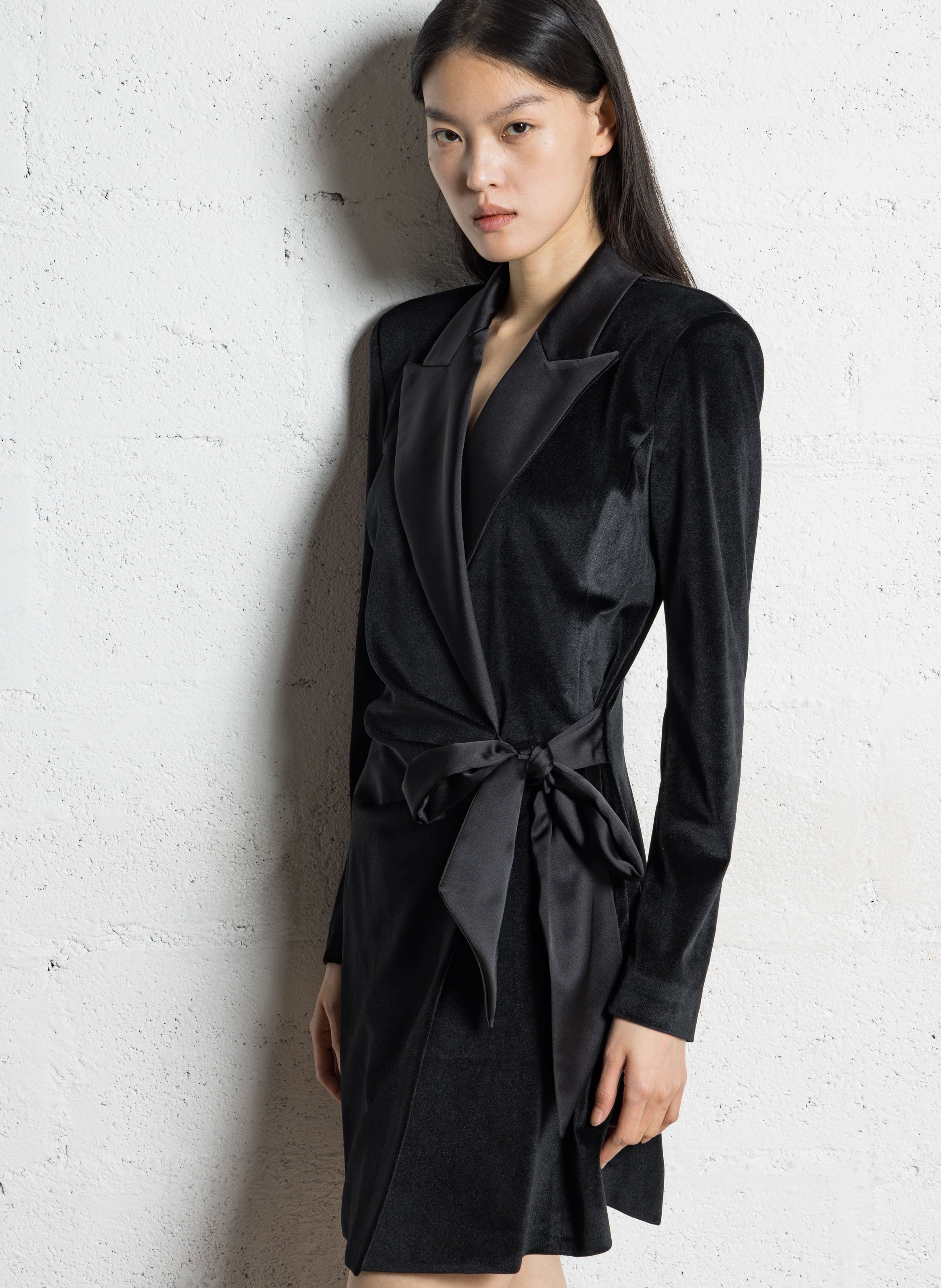 Robe courte col tailleur en velours IMPERIAL Noir