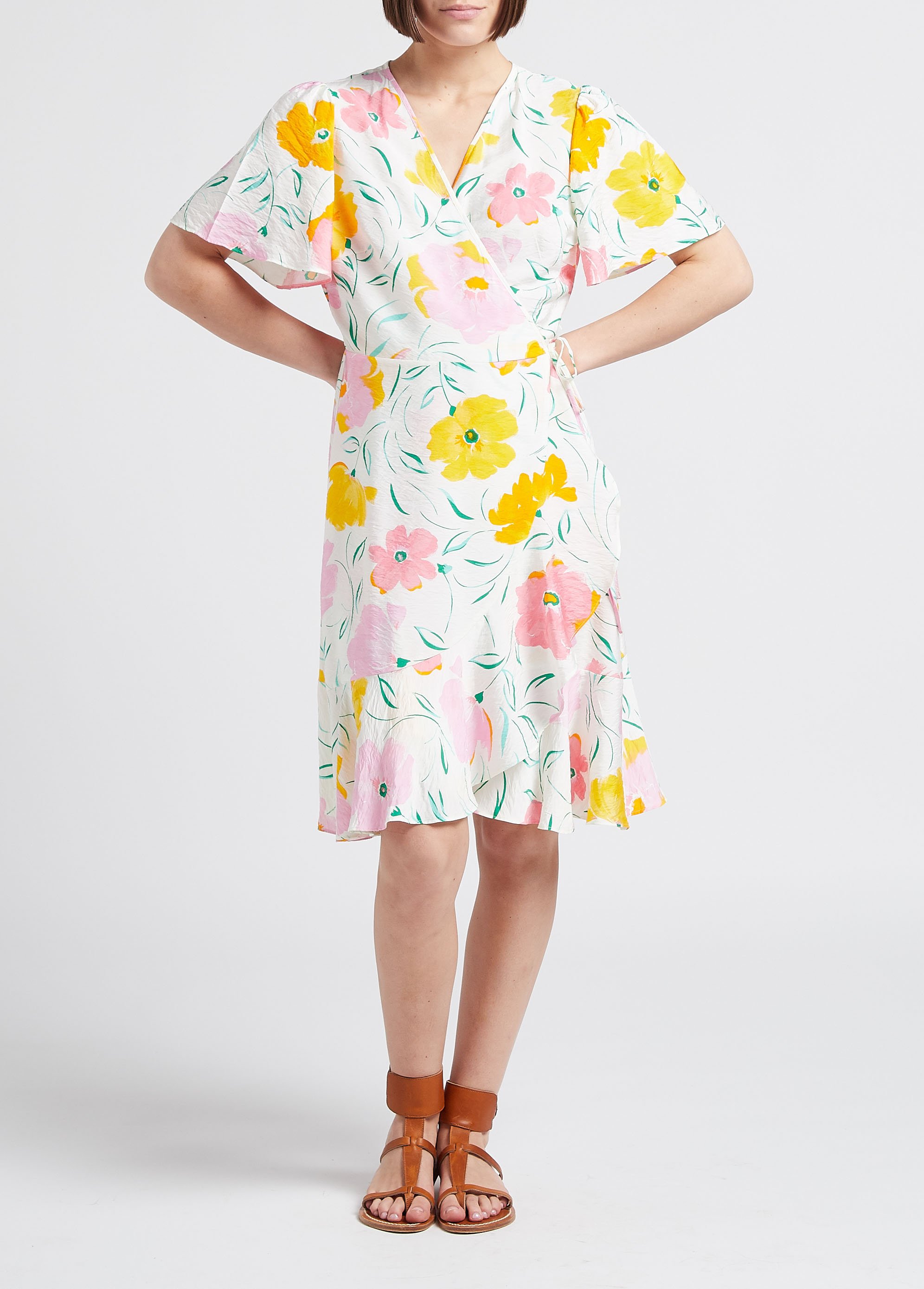 Robe courte portefeuille imprimée OBJECT Beige