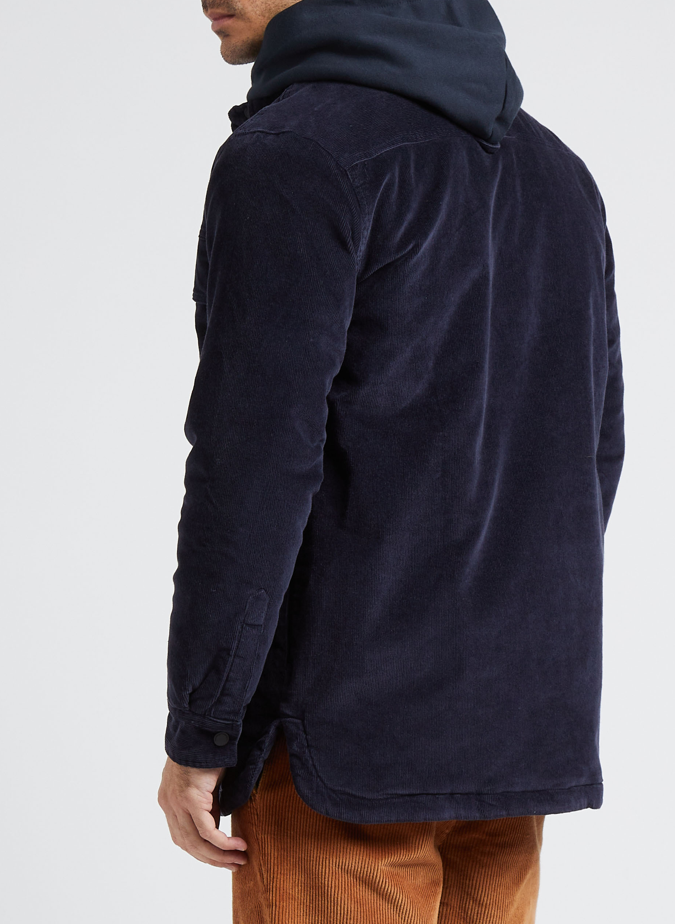 Organic cotton-blend jacket with classic collar KNOWLEDGE COTTON APPAREL Blue
