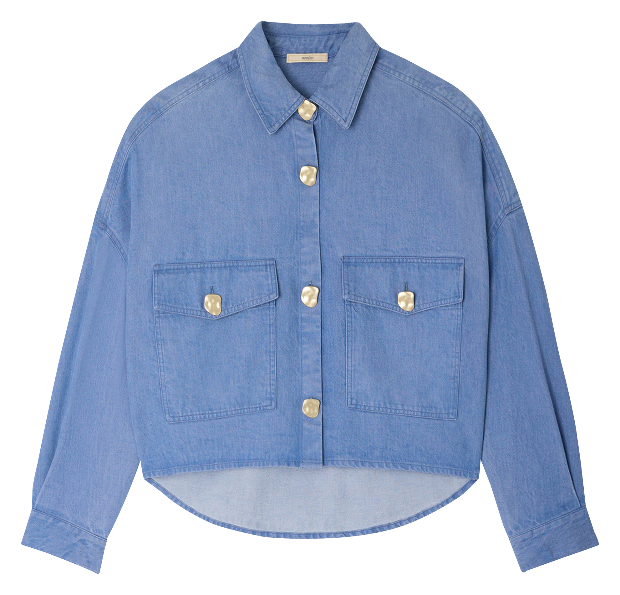 Oversized shirt with classic collar SESSUN Blue