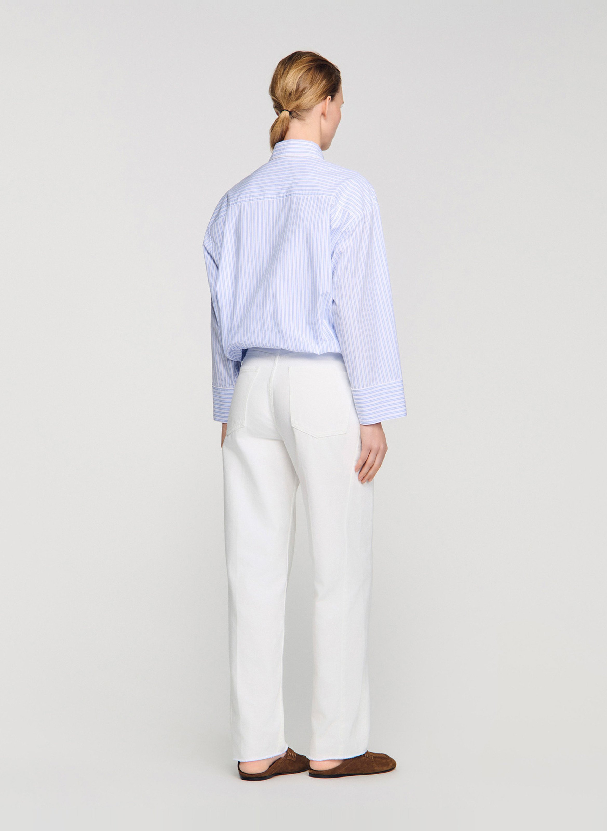 Celena striped cotton oversized shirt SANDRO Blue