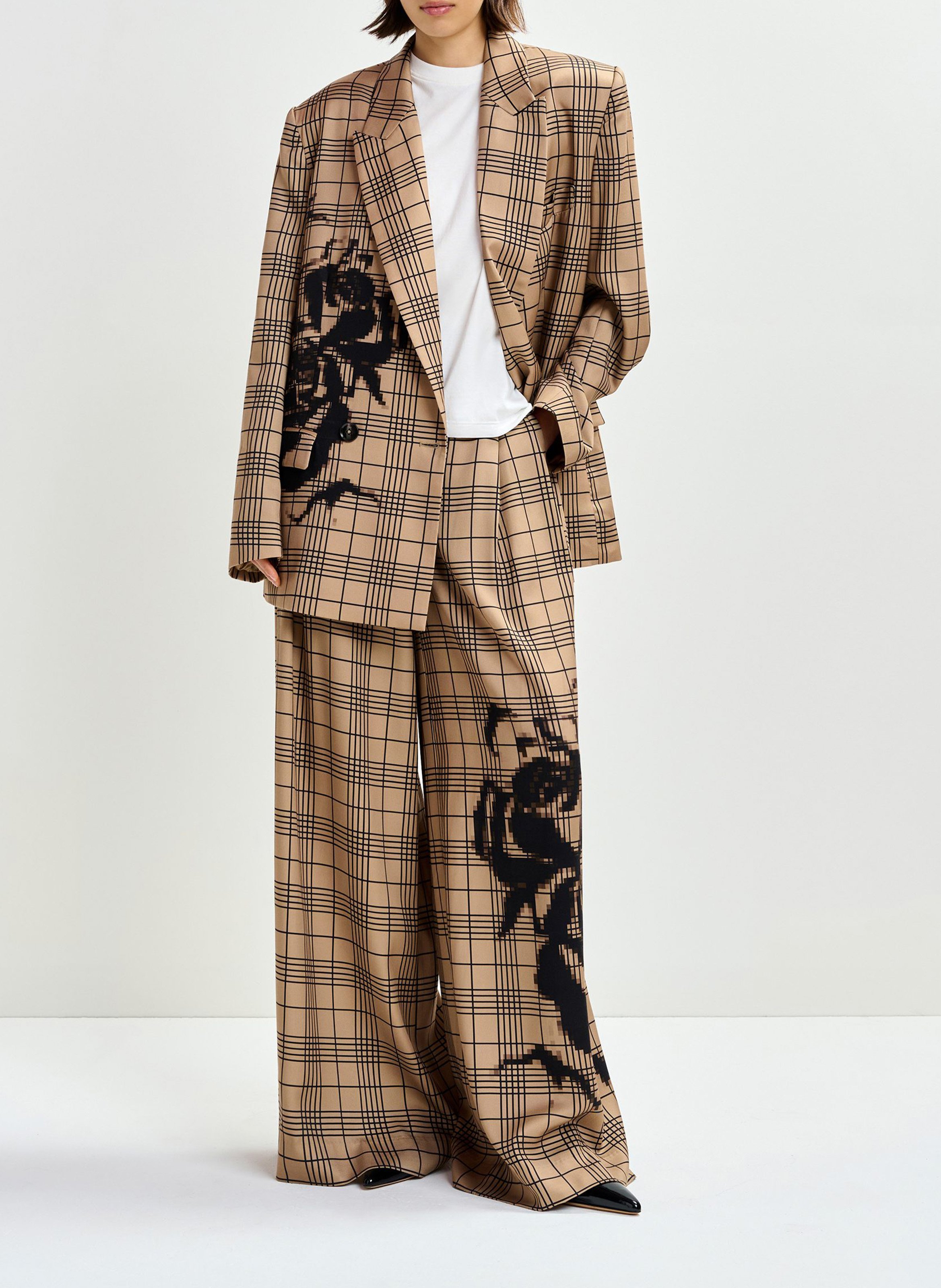 Checked straight-leg pants ESSENTIEL ANTWERP Brown
