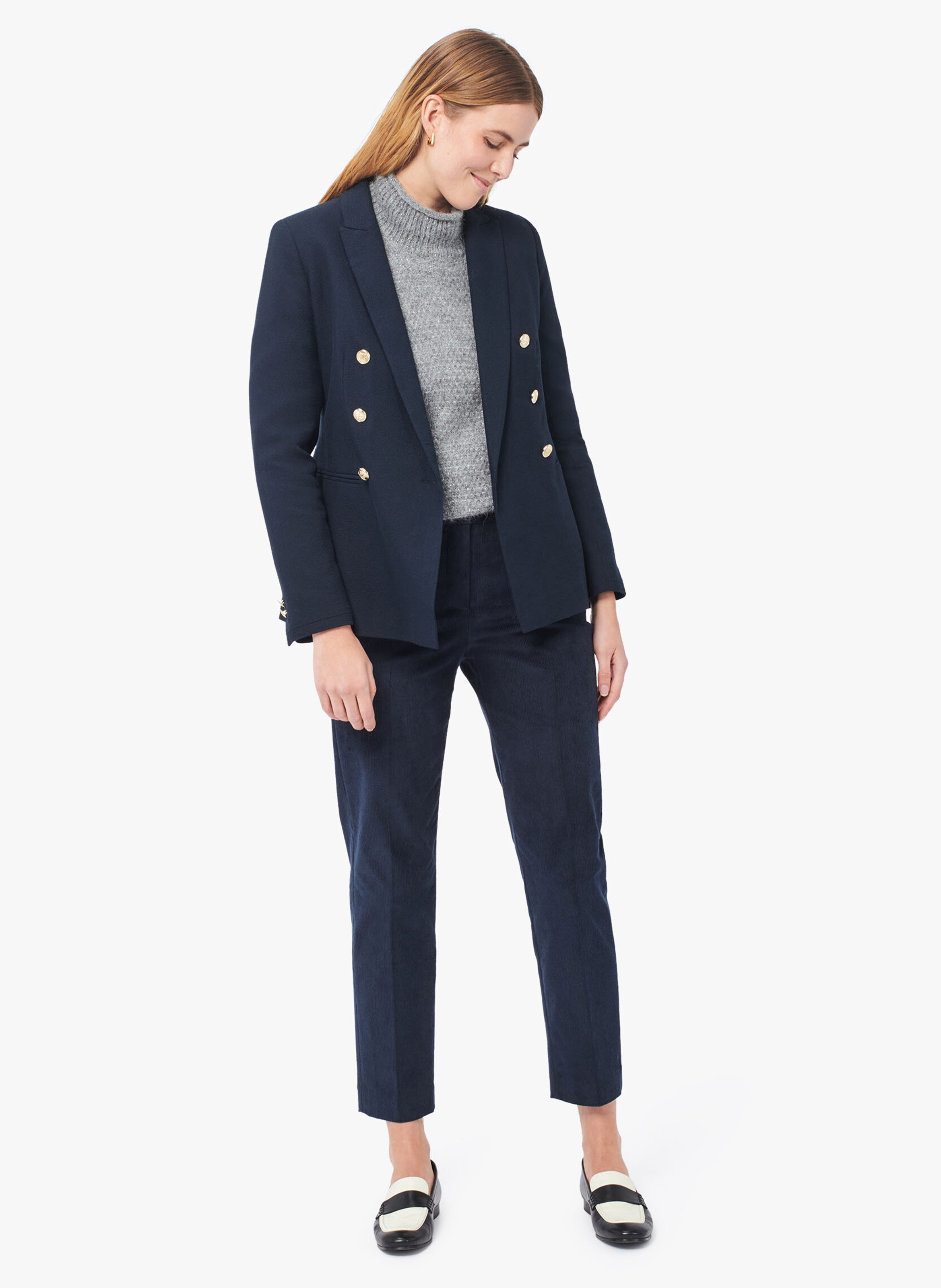 Blazer à col tailleur en coton mélangé CAROLL Bleu