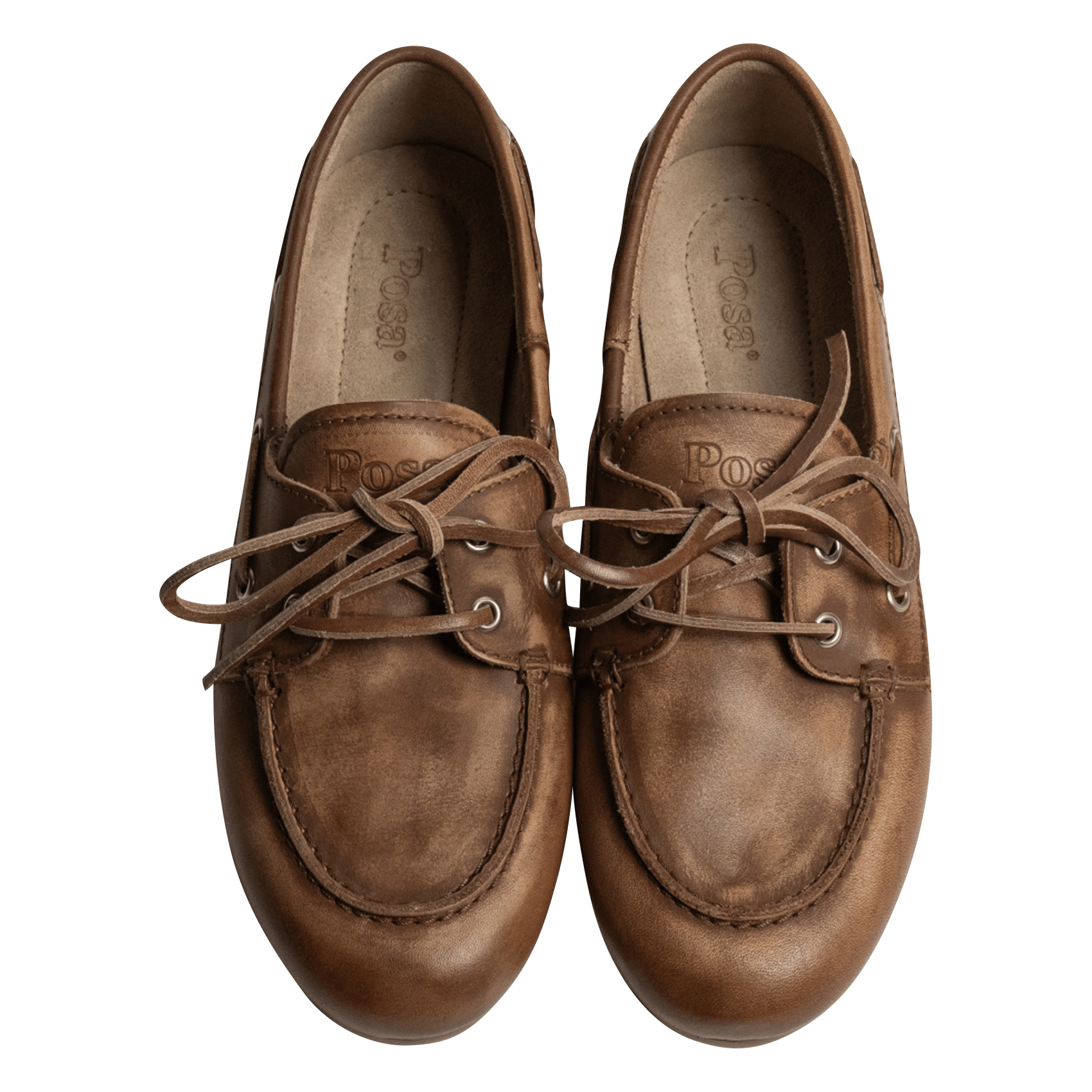 Leather boat shoes POSA Brown