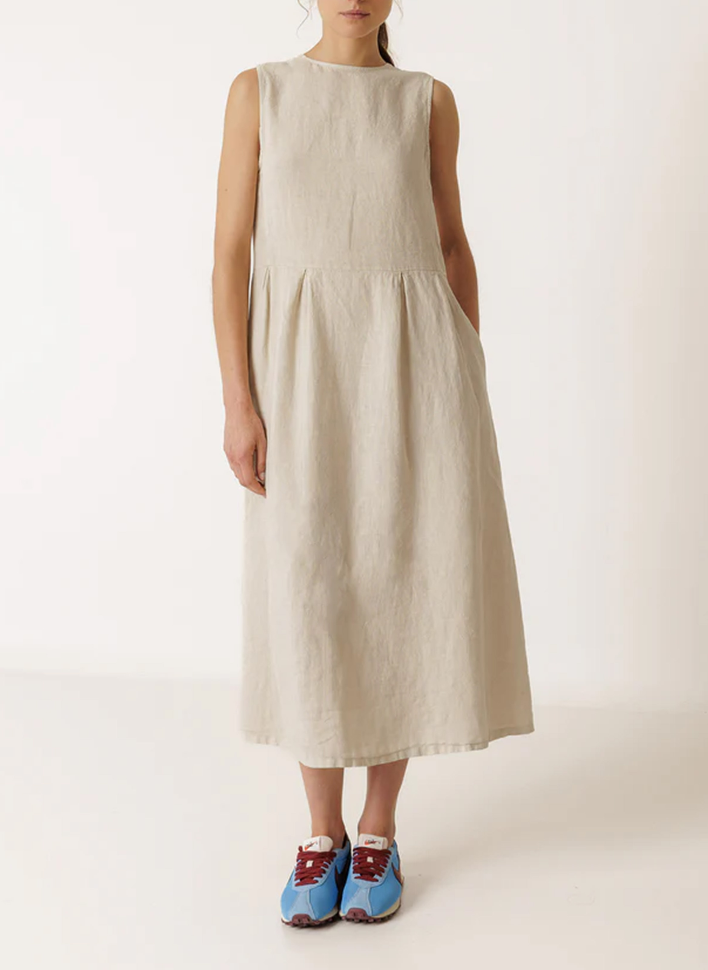 Robe midi col V multiposition Gris