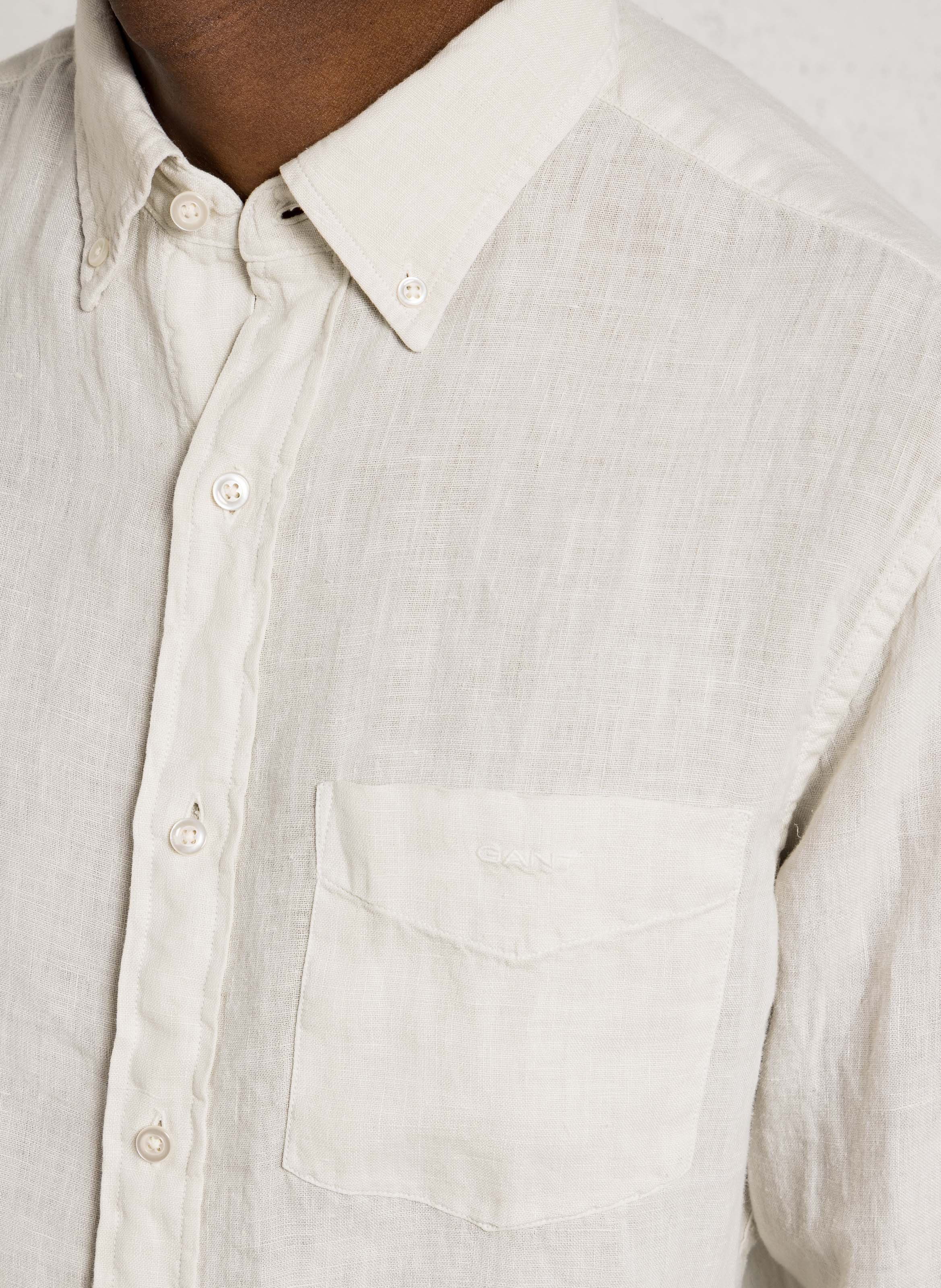 Chemise droite col classique en lin GANT Beige