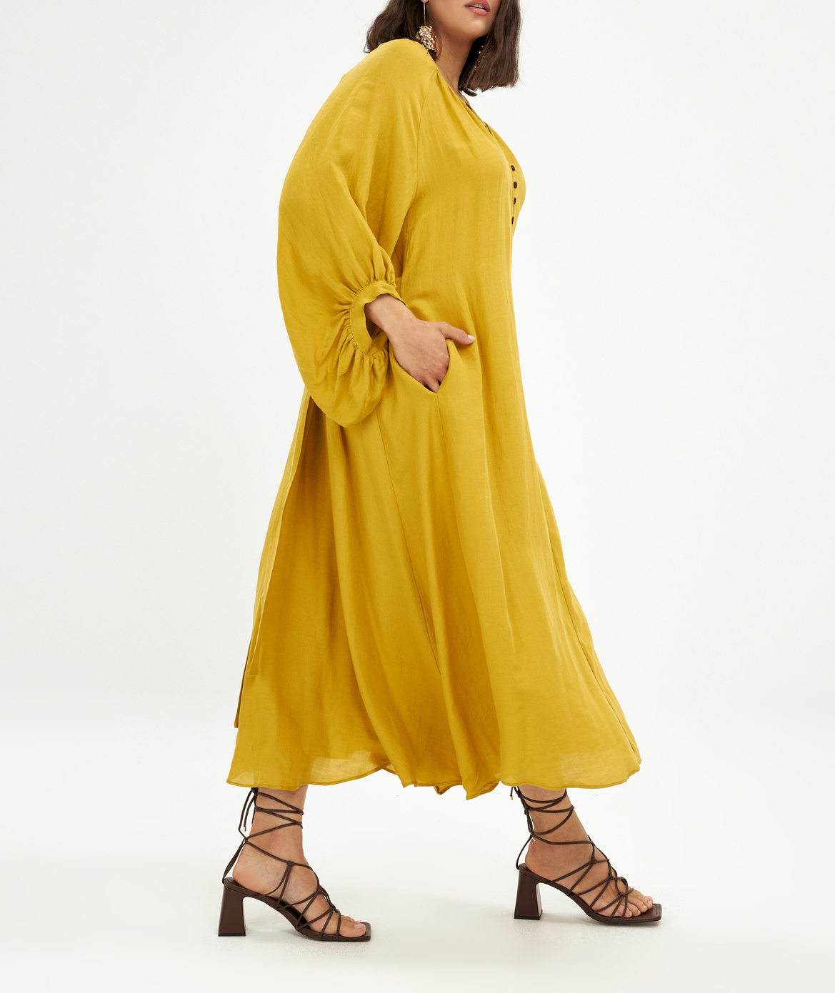 Long dress with Mao collar MAT FASHION Yellow