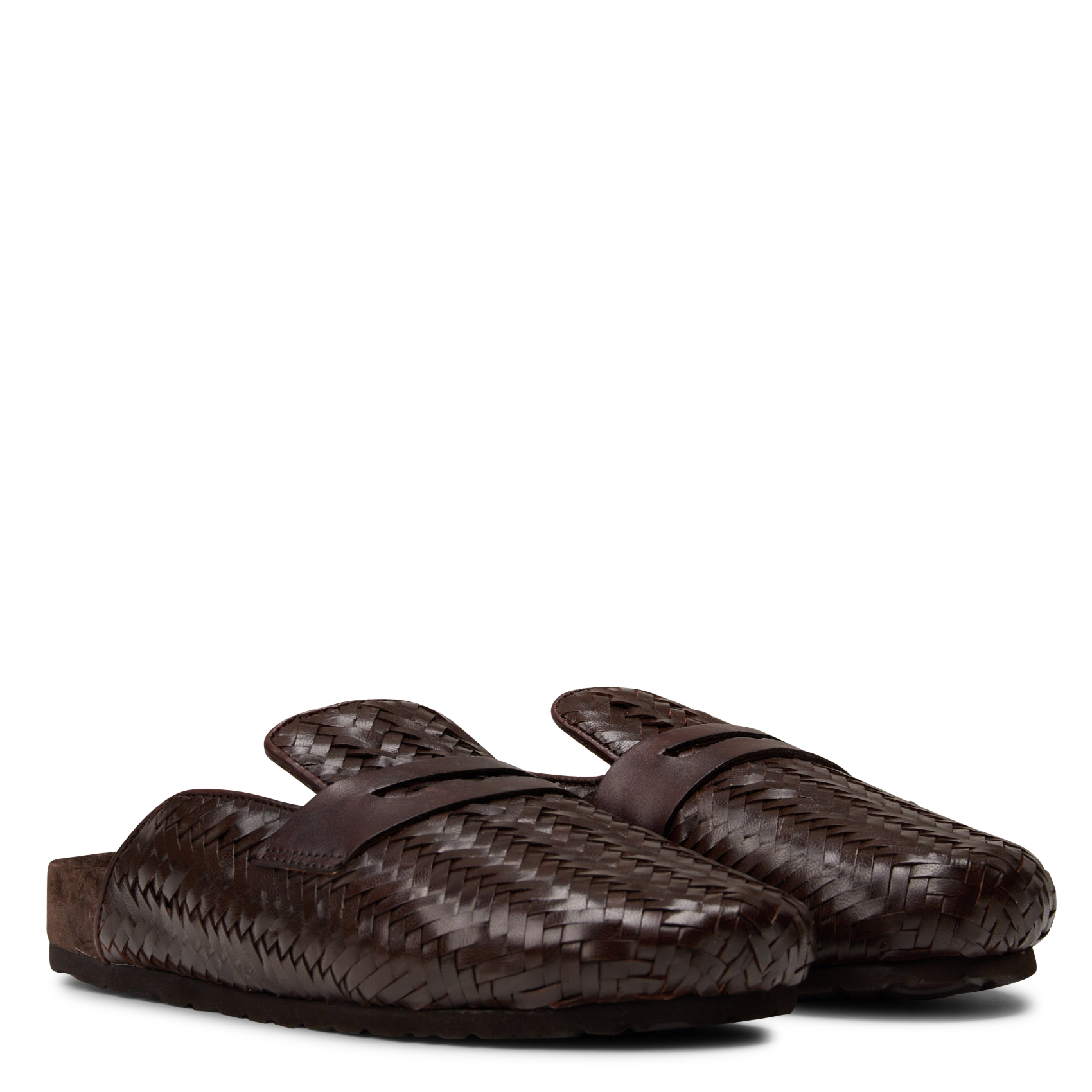 Mules en cuir tressé IKKS Marron