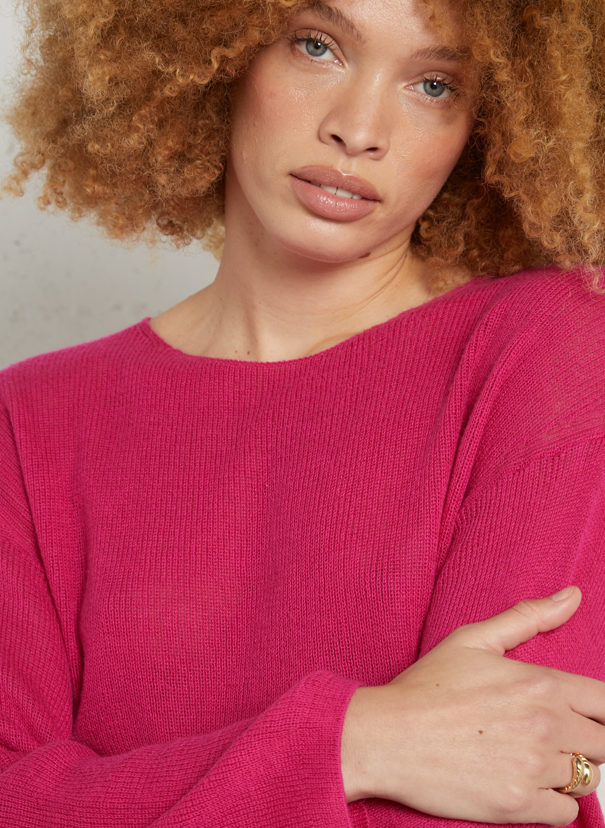 Pull oversize en coton et alpaga AMERICAN VINTAGE Rose