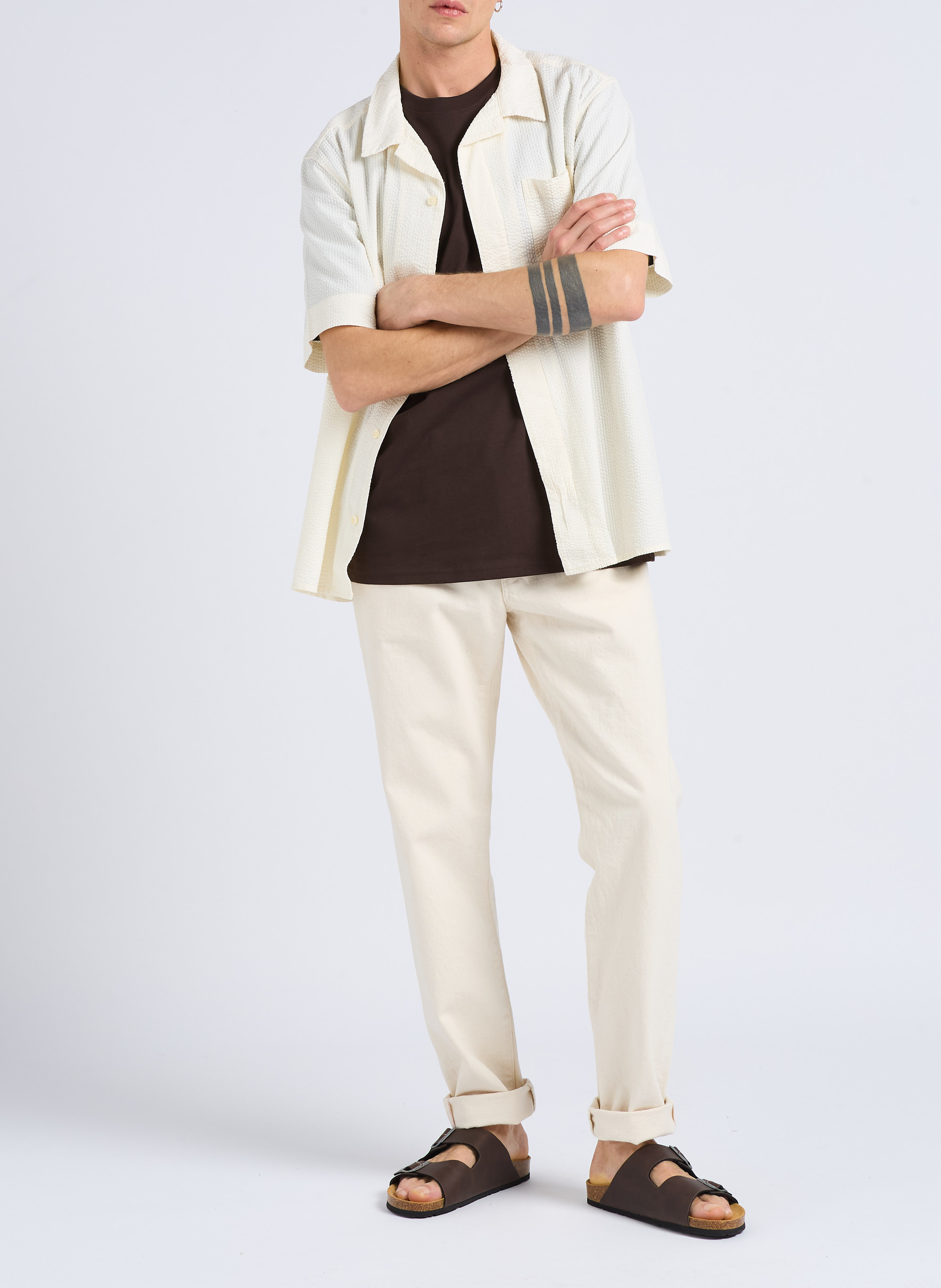 Tapered cotton dot effect regular-fit jeans EDWIN Beige