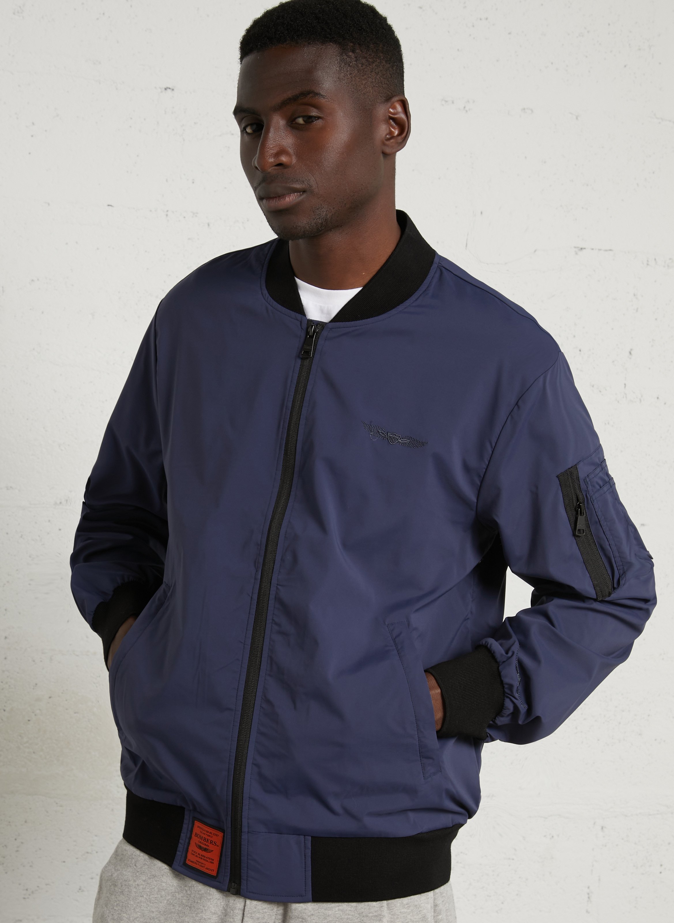 Oversize Teddykragenjacke BOMBERS ORIGINAL Blau