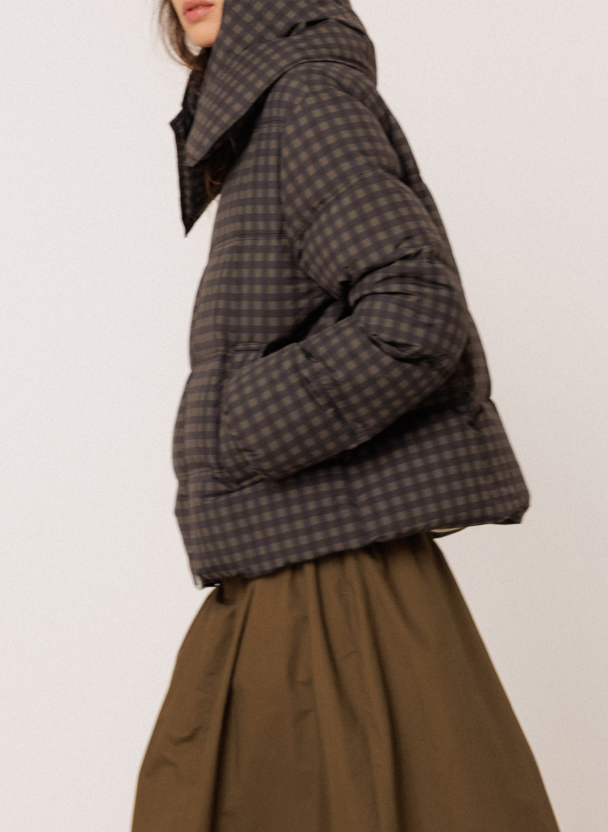 Doudoune oversize à carreaux INDI & COLD Vert
