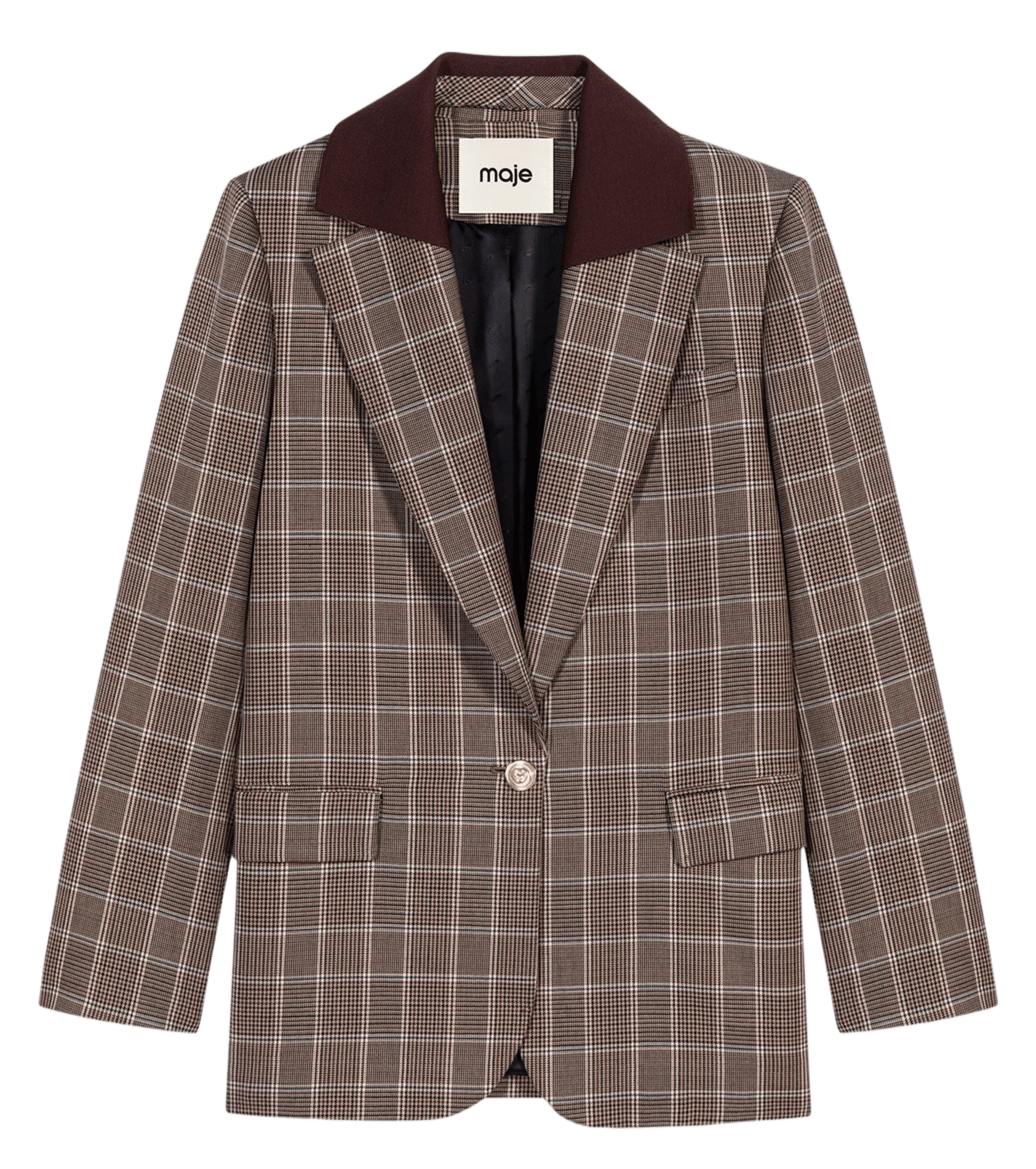 Fitted wool-blend suit jacket MAJE Brown