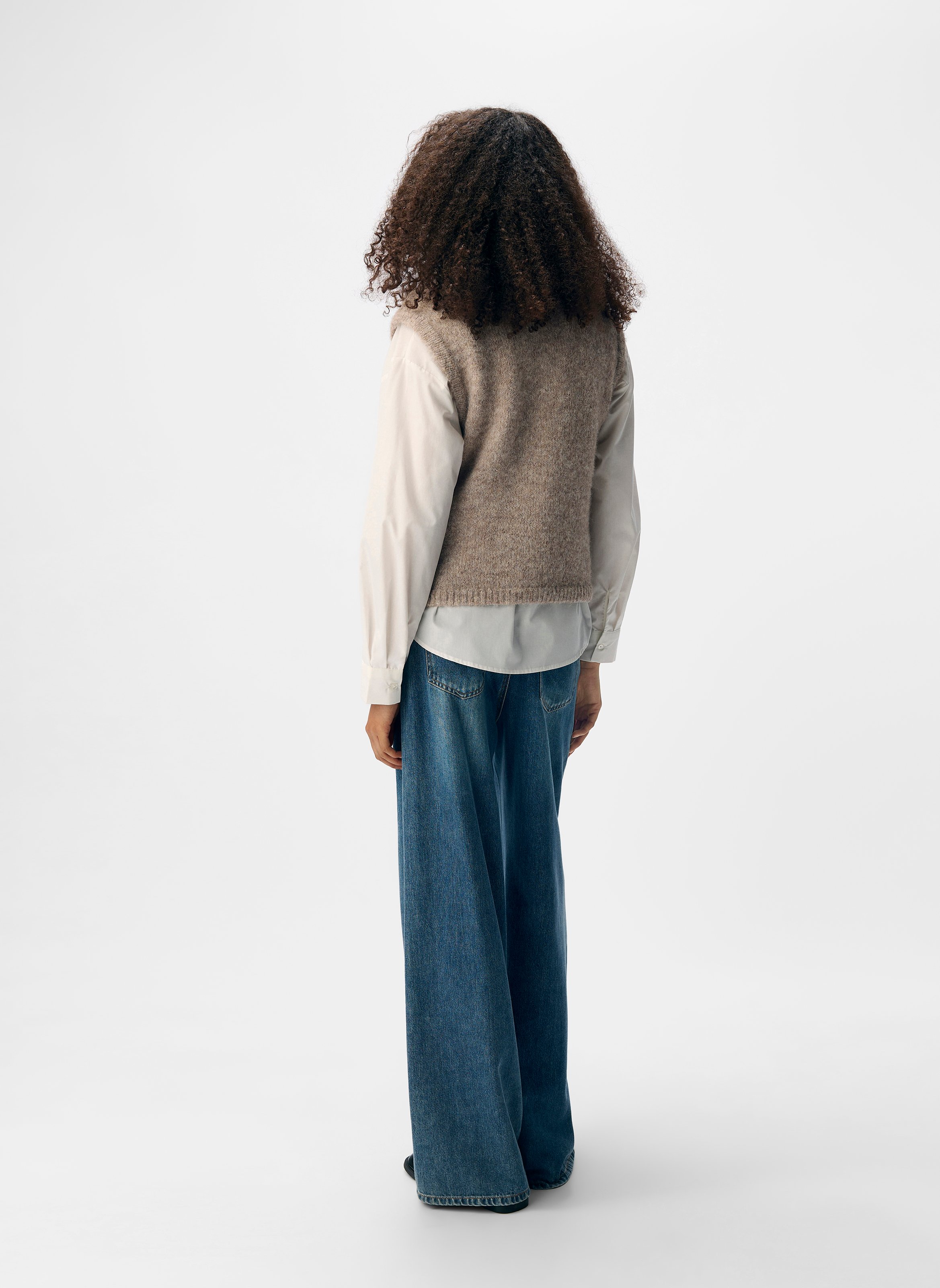 Round-neck cardigan OBJECT Brown