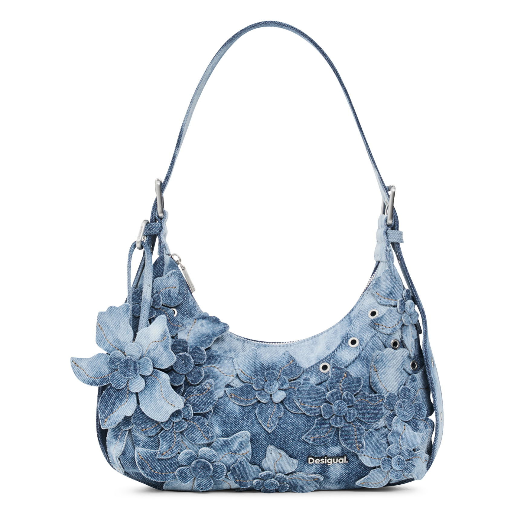 Sac floral en denim DESIGUAL Bleu