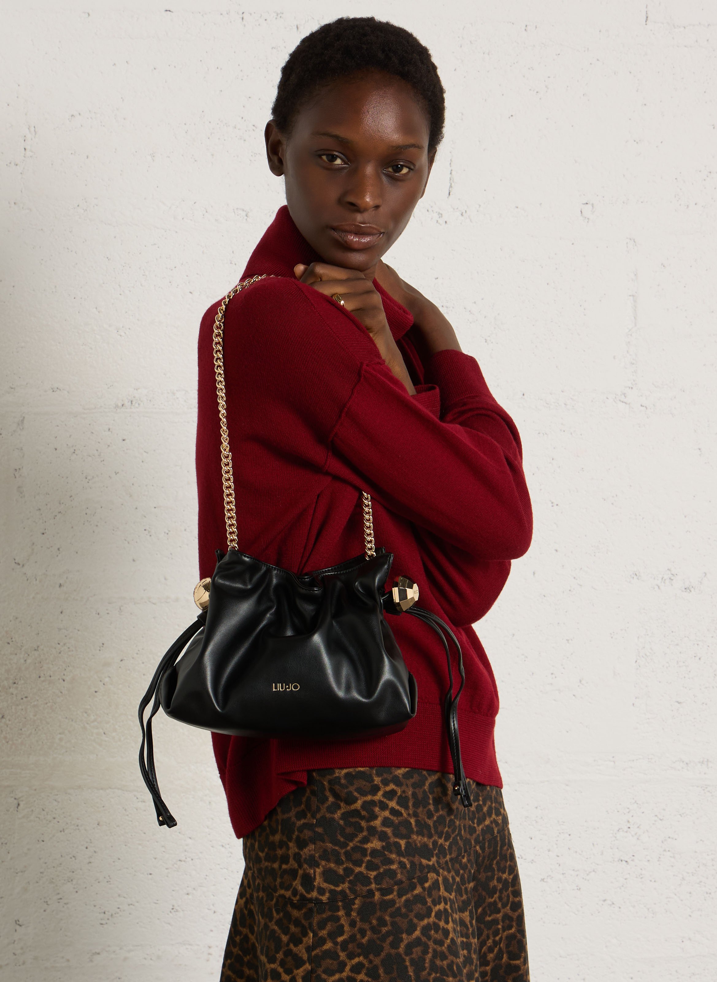 Faux leather shoulder bag LIU JO Black