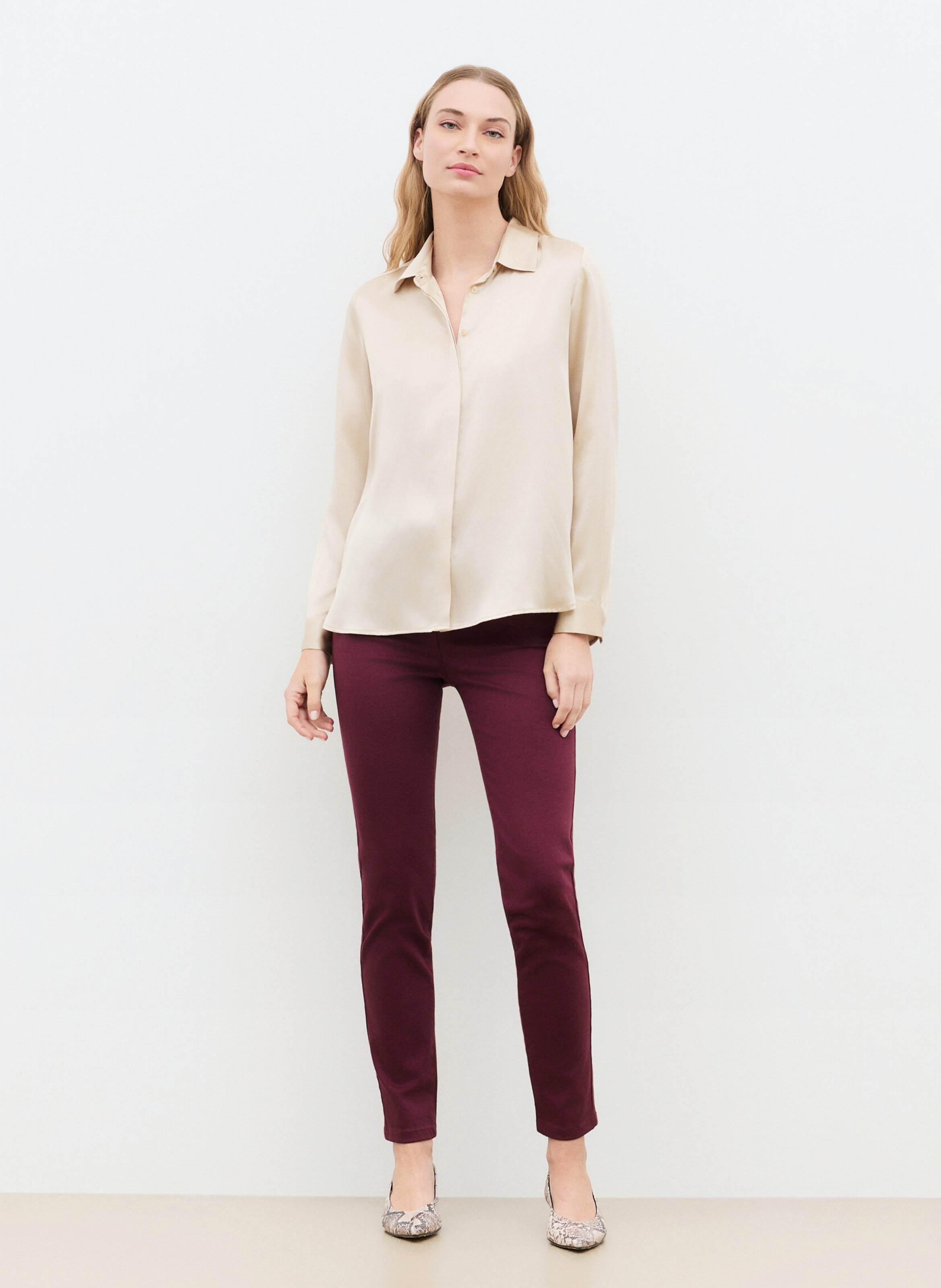 Seidenbluse mit klassischem Kragen | Beige CAROLL Damen