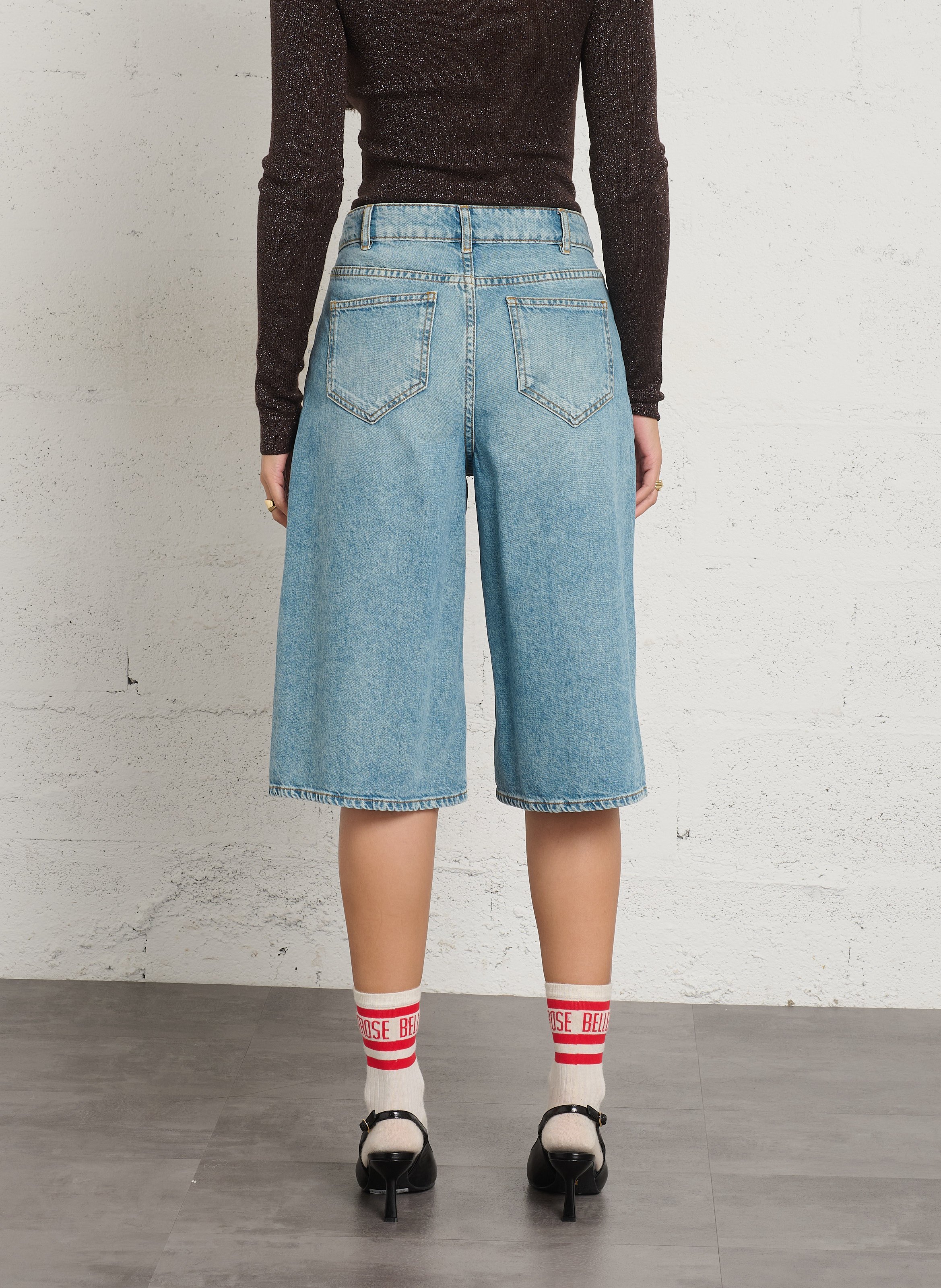 Bermuda denim en coton DES PETITS HAUTS Bleu
