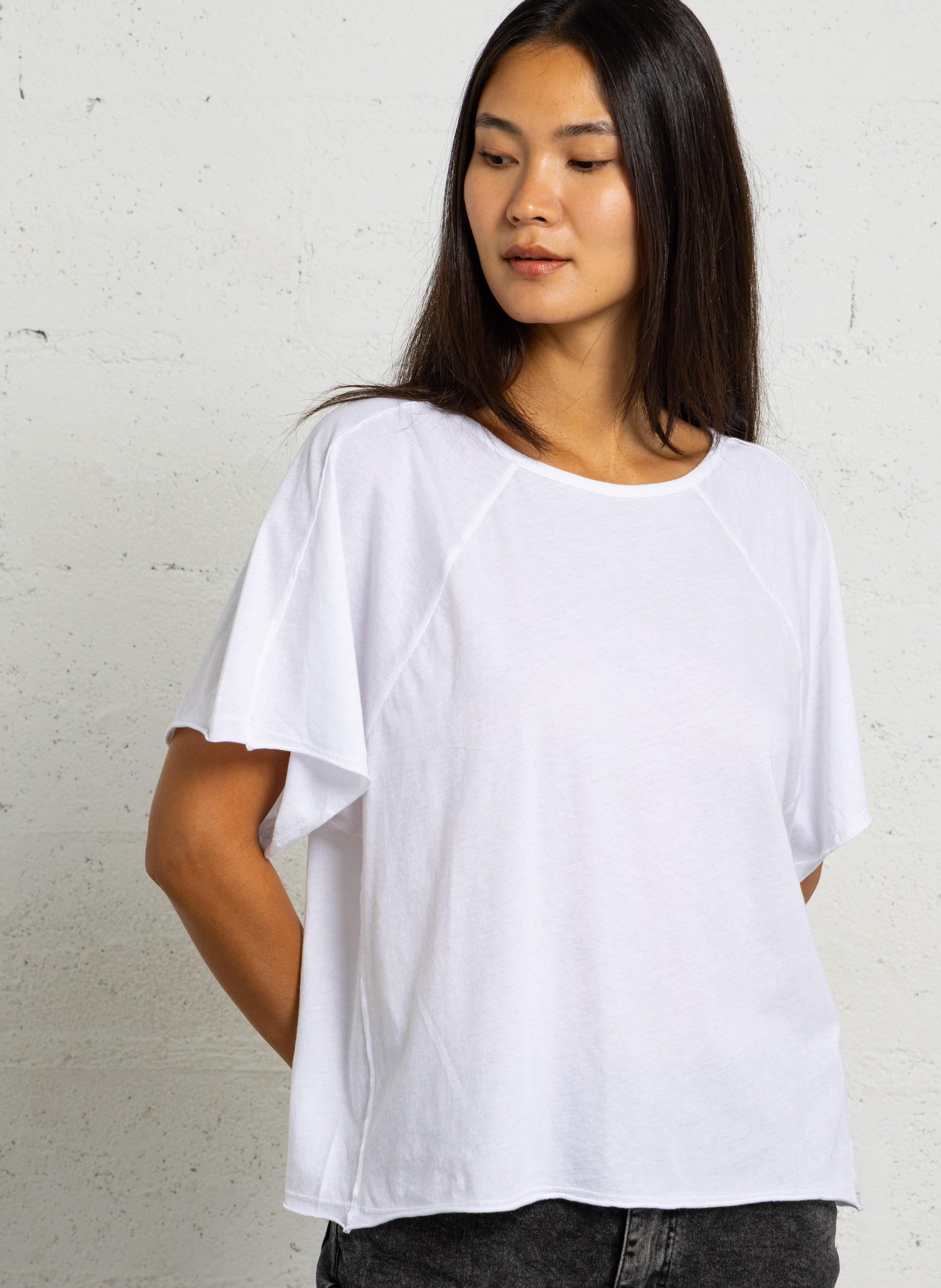 Loose round neck cotton t-shirt AMERICAN VINTAGE White
