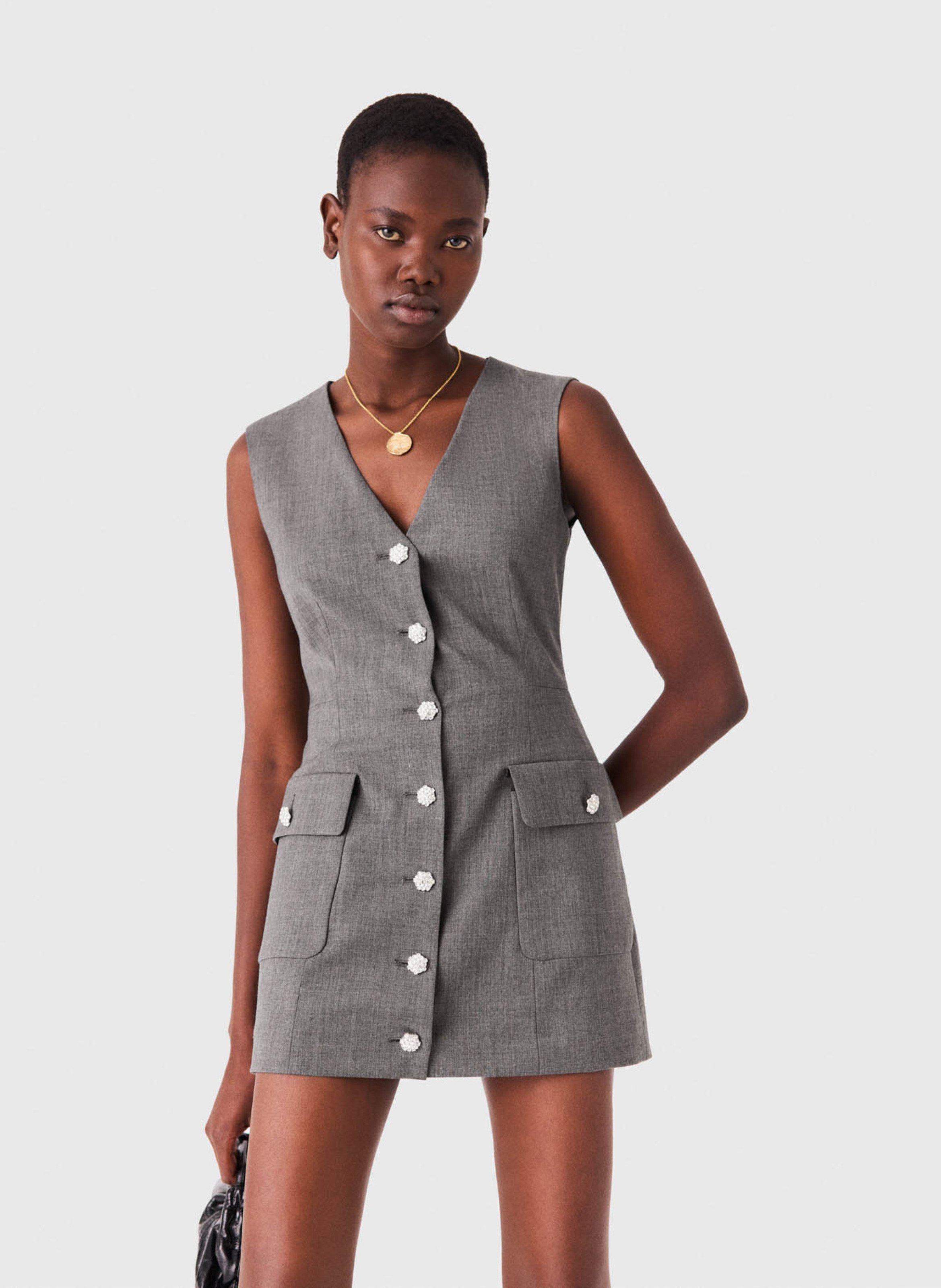 Sleeveless V-neck vest MAJE Grey