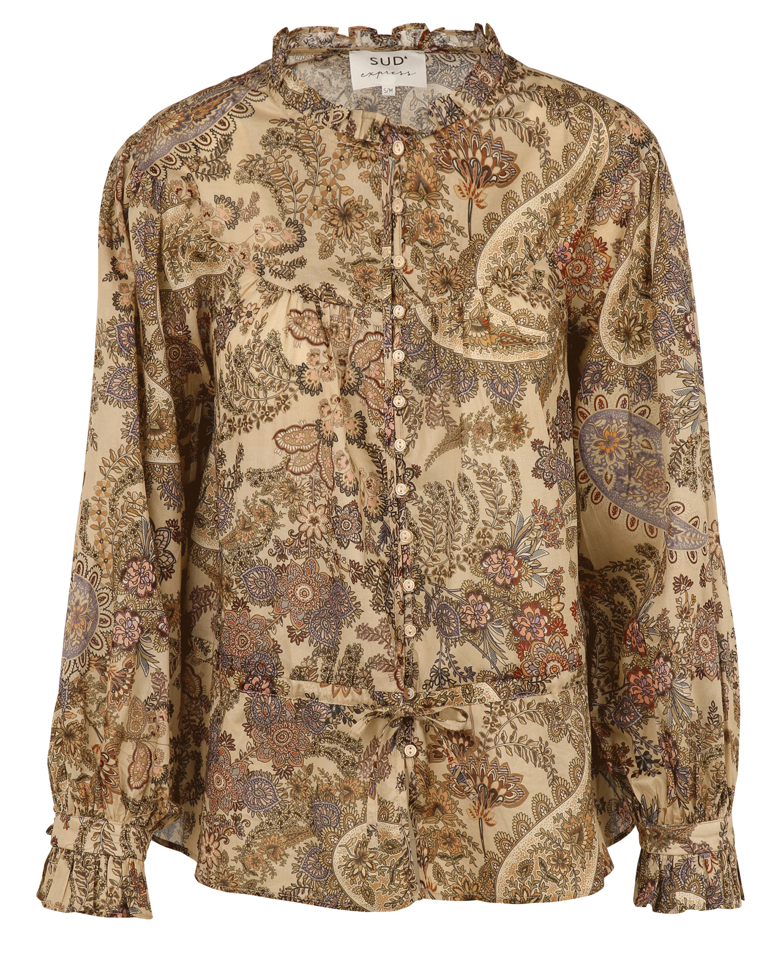 Gedrukte rechte katoenen blouse SUD EXPRESS Wit
