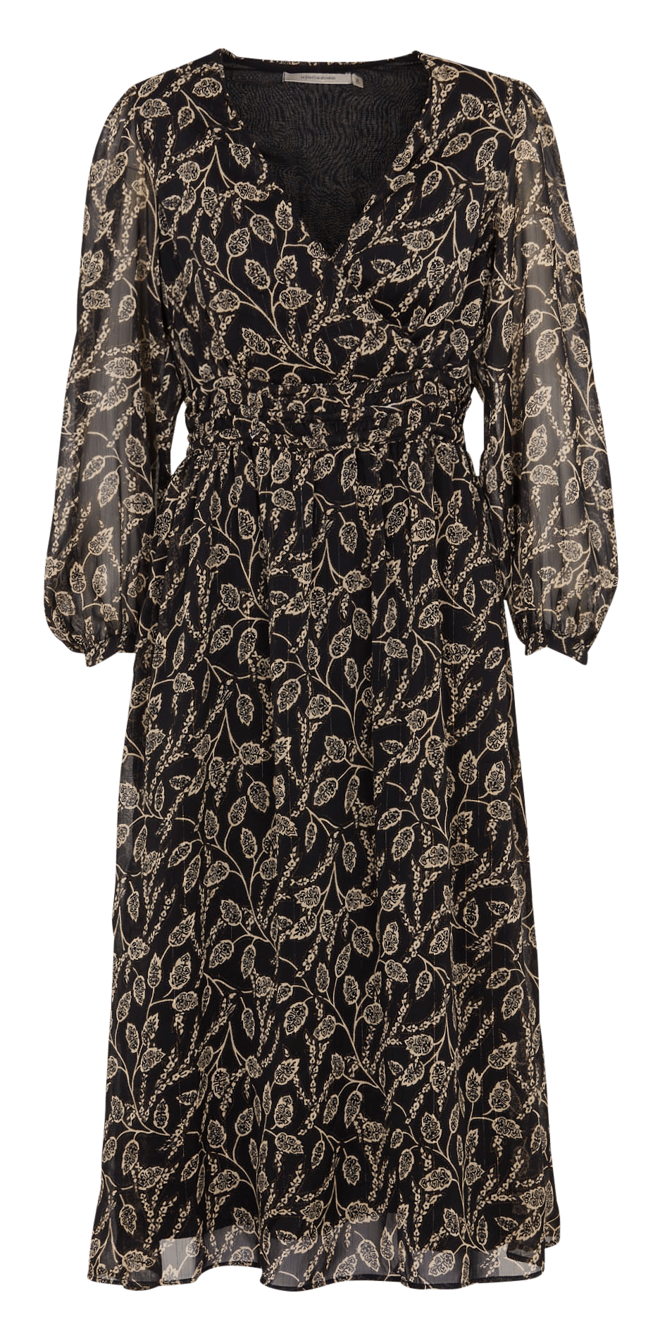 Long wrap-neck printed dress LA FEE MARABOUTEE Black