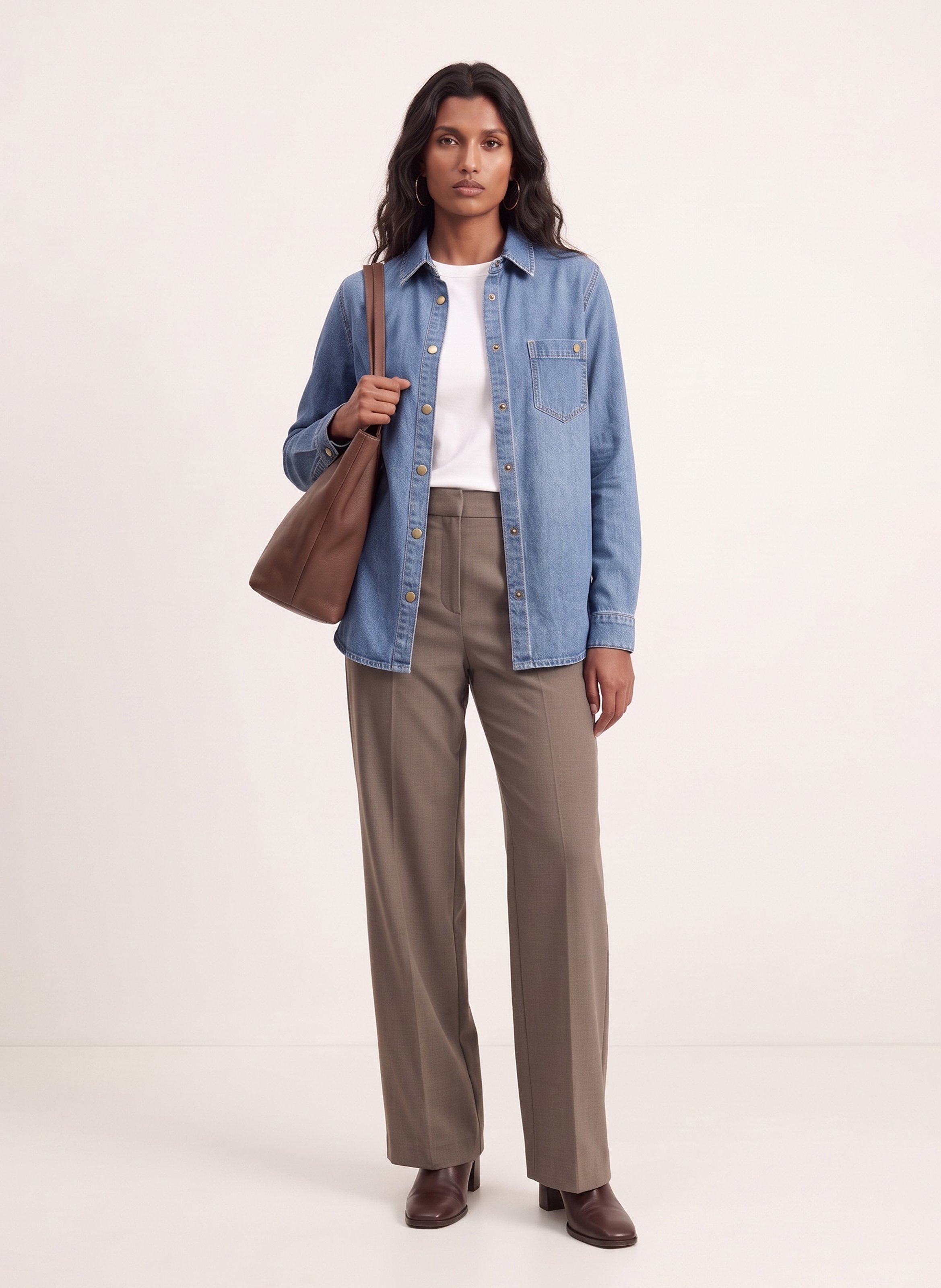 Rechte denim blouse van katoenmix KOOKAI Blauw