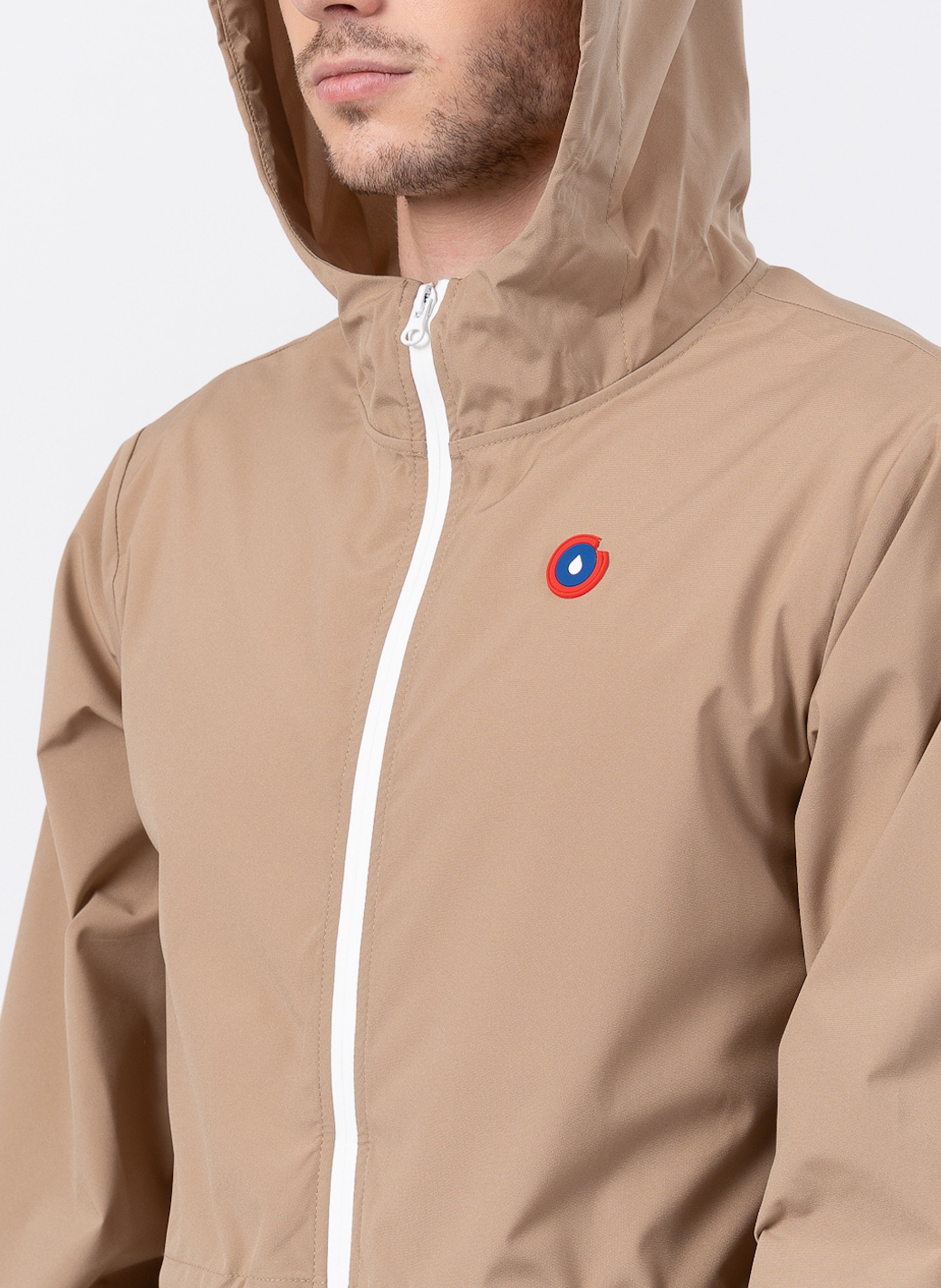 Imperméable long à capuche convertible Beige