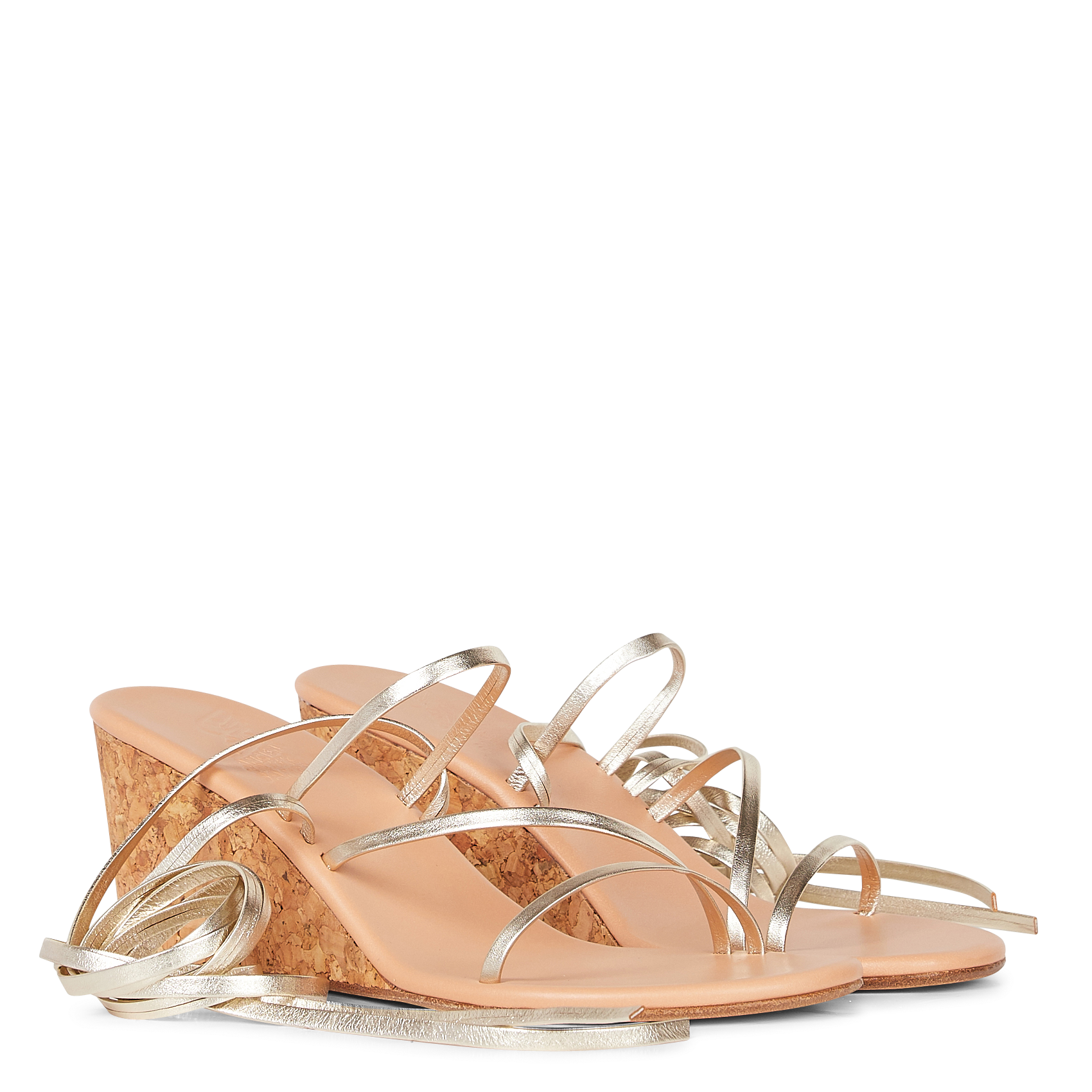 Leren sandalen met sleehak ANCIENT GREEK SANDALS Zilver