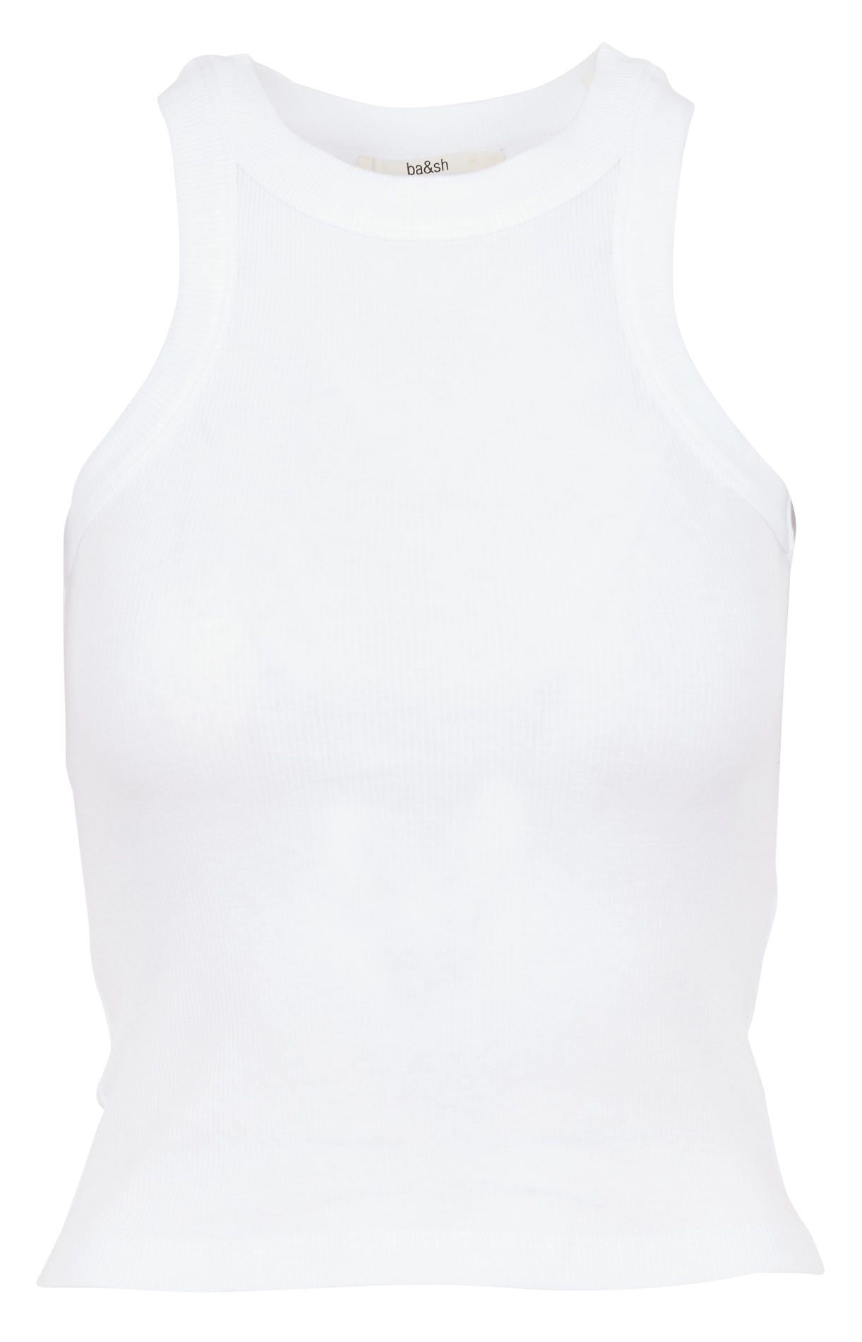 Singlet van katoenen ribtricot met ronde hals BA&SH Wit