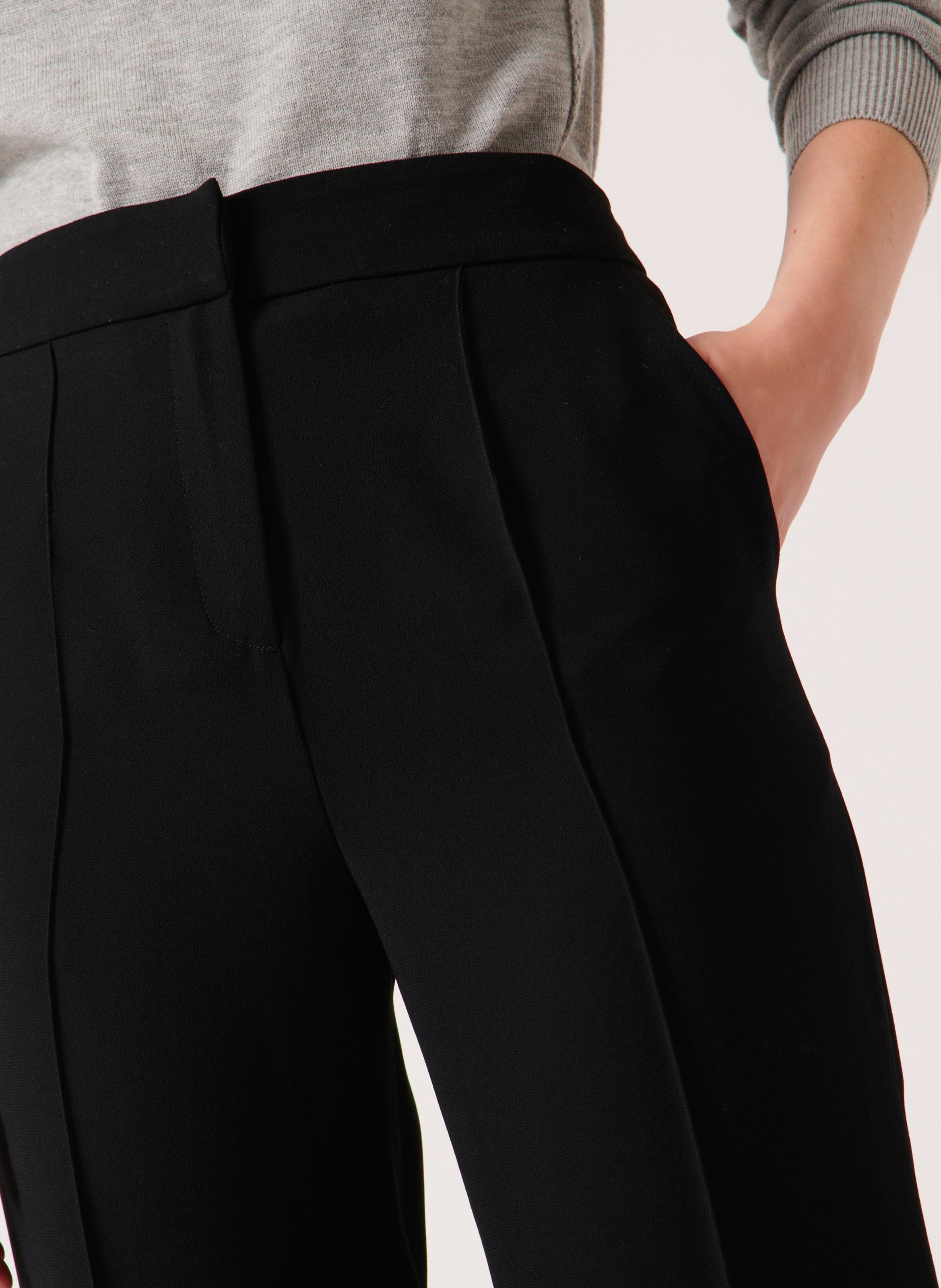 High-waisted fluid straight pants ZAPA Black