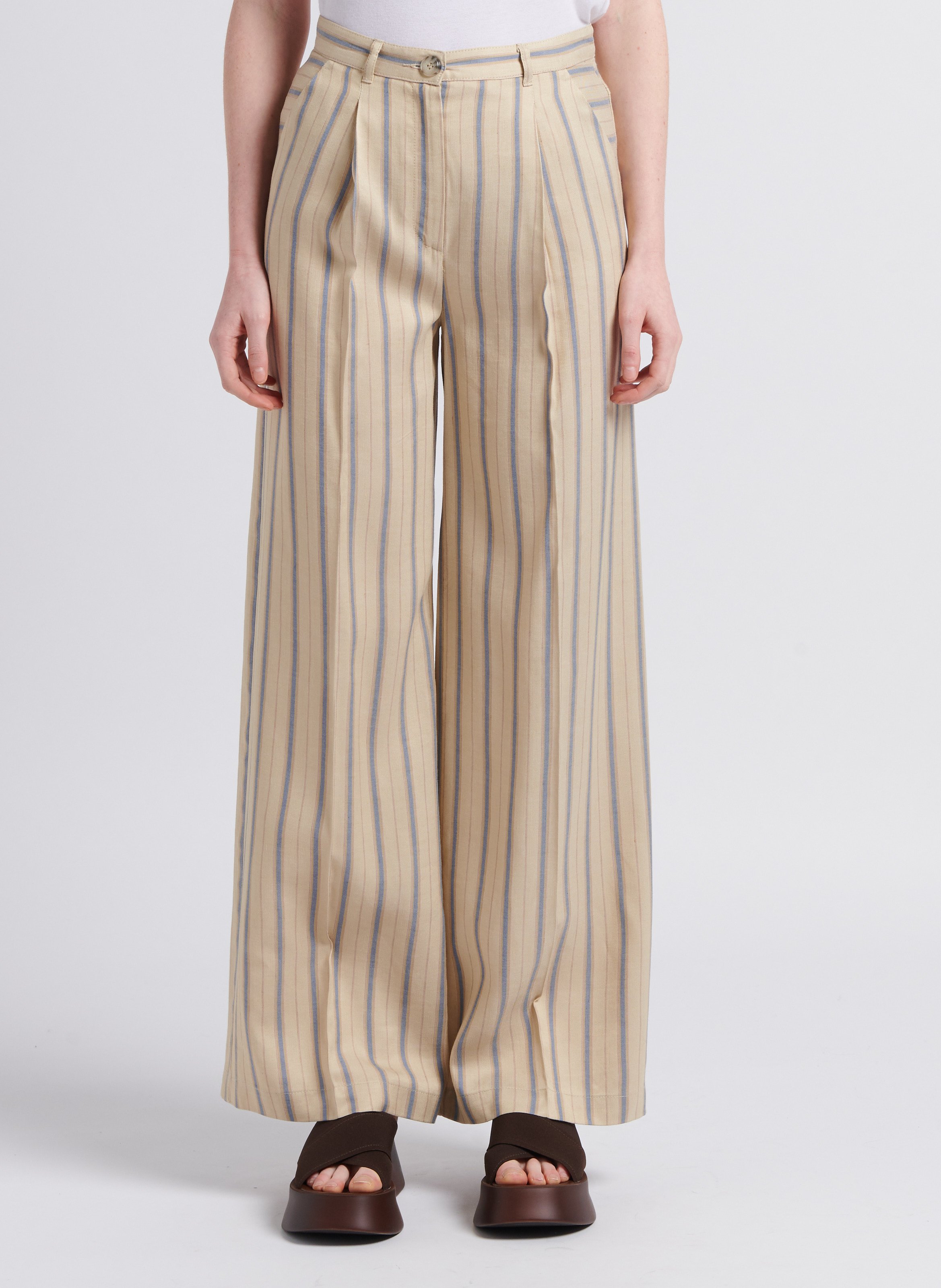 Pantalon large rayé  MAX&Co. Beige