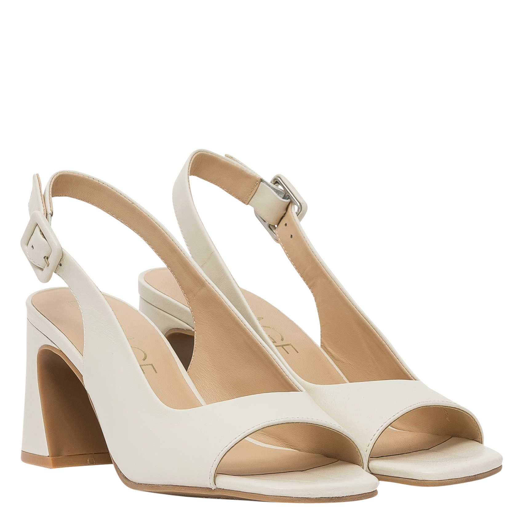 Heeled leather sandals BOCAGE Beige