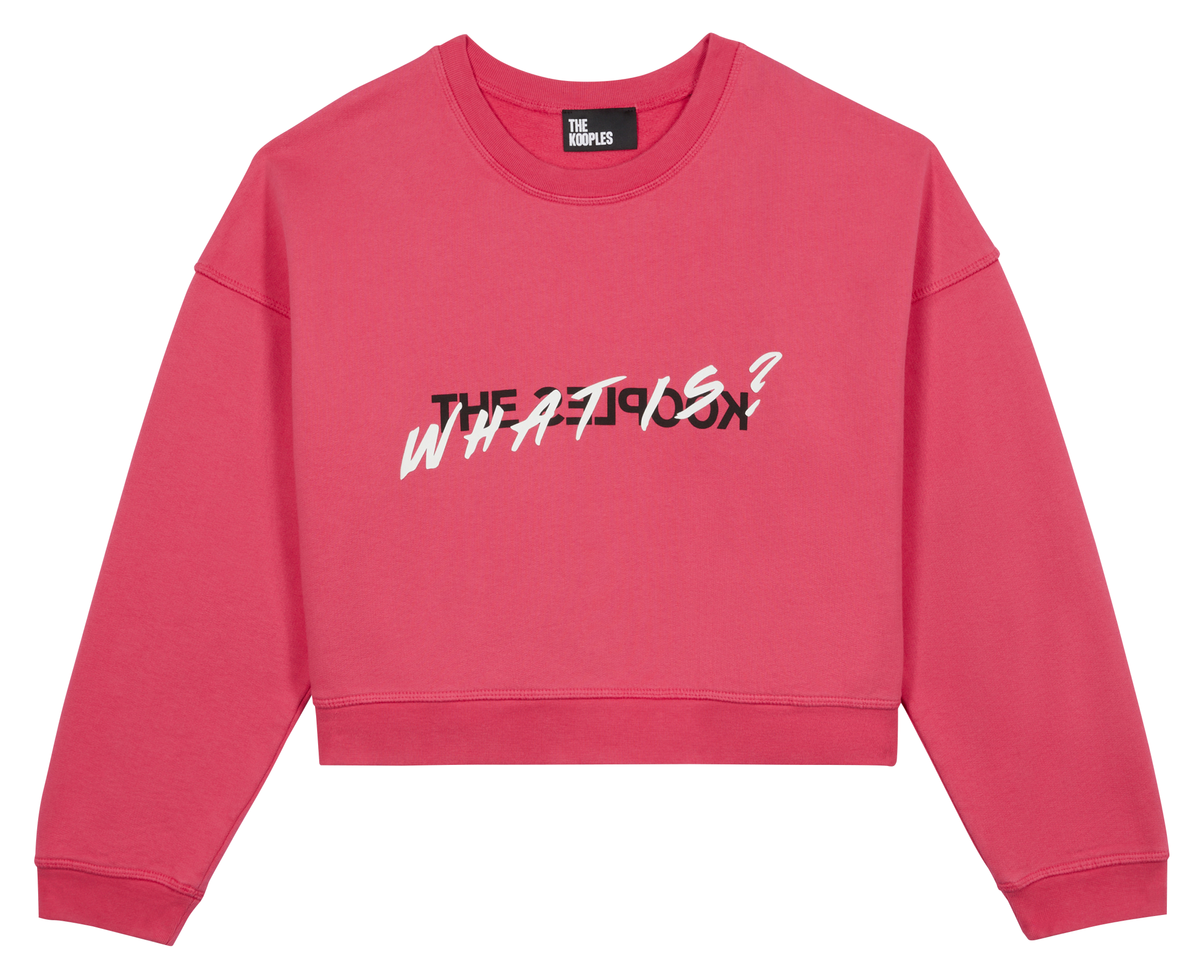 Sweat court col rond sérigraphié en coton  THE KOOPLES Rose