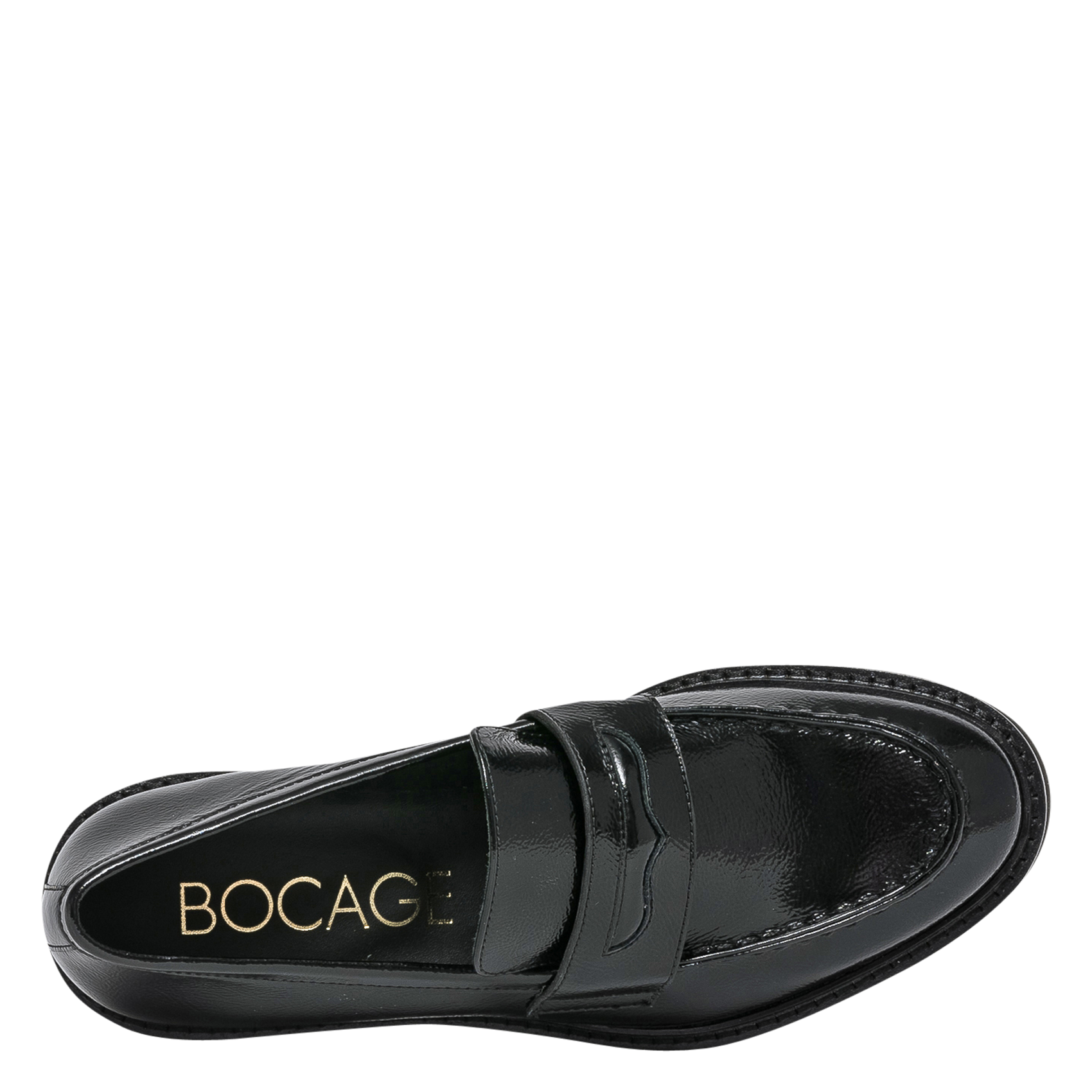 Leather loafers with lugged sole BOCAGE Black