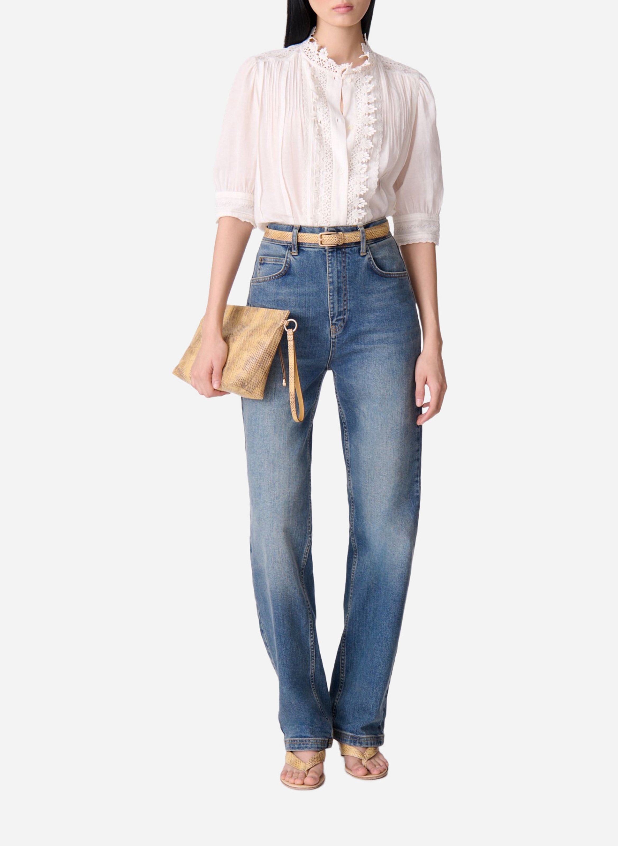 Gerade Bluse mit Spitze und Stickereien VANESSA BRUNO Weiss