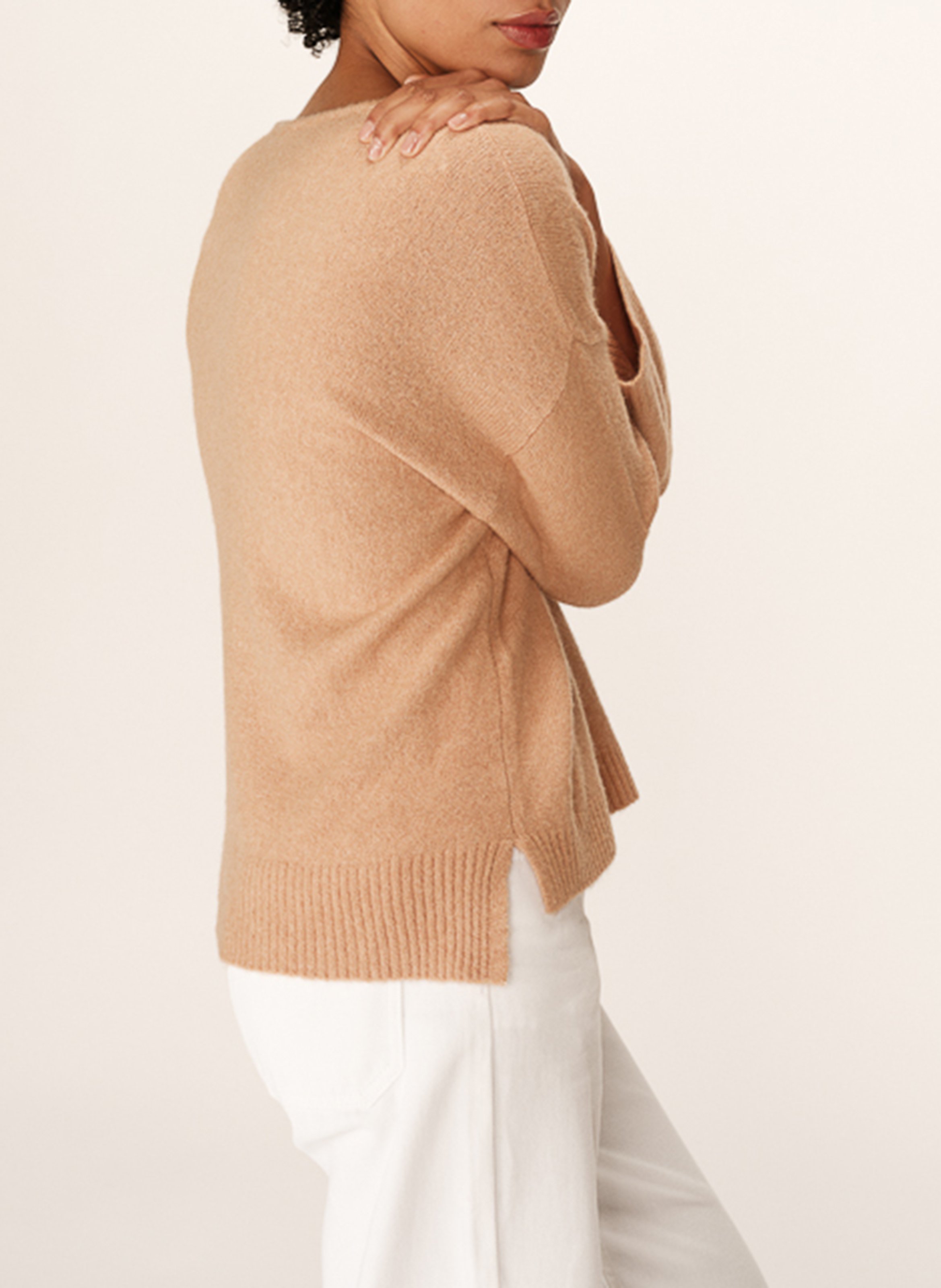 Long wool-blend knit cardigan GRACE ET MILA Brown