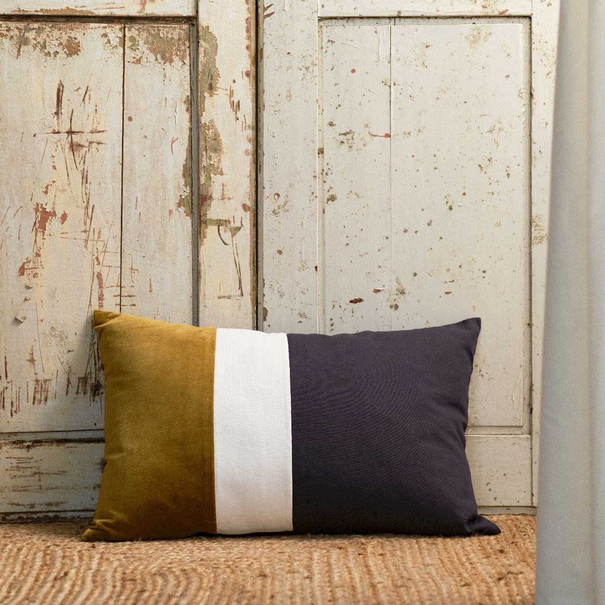 Rectangular bi-material cotton cushion TODAY LINGE DE MAISON Grey