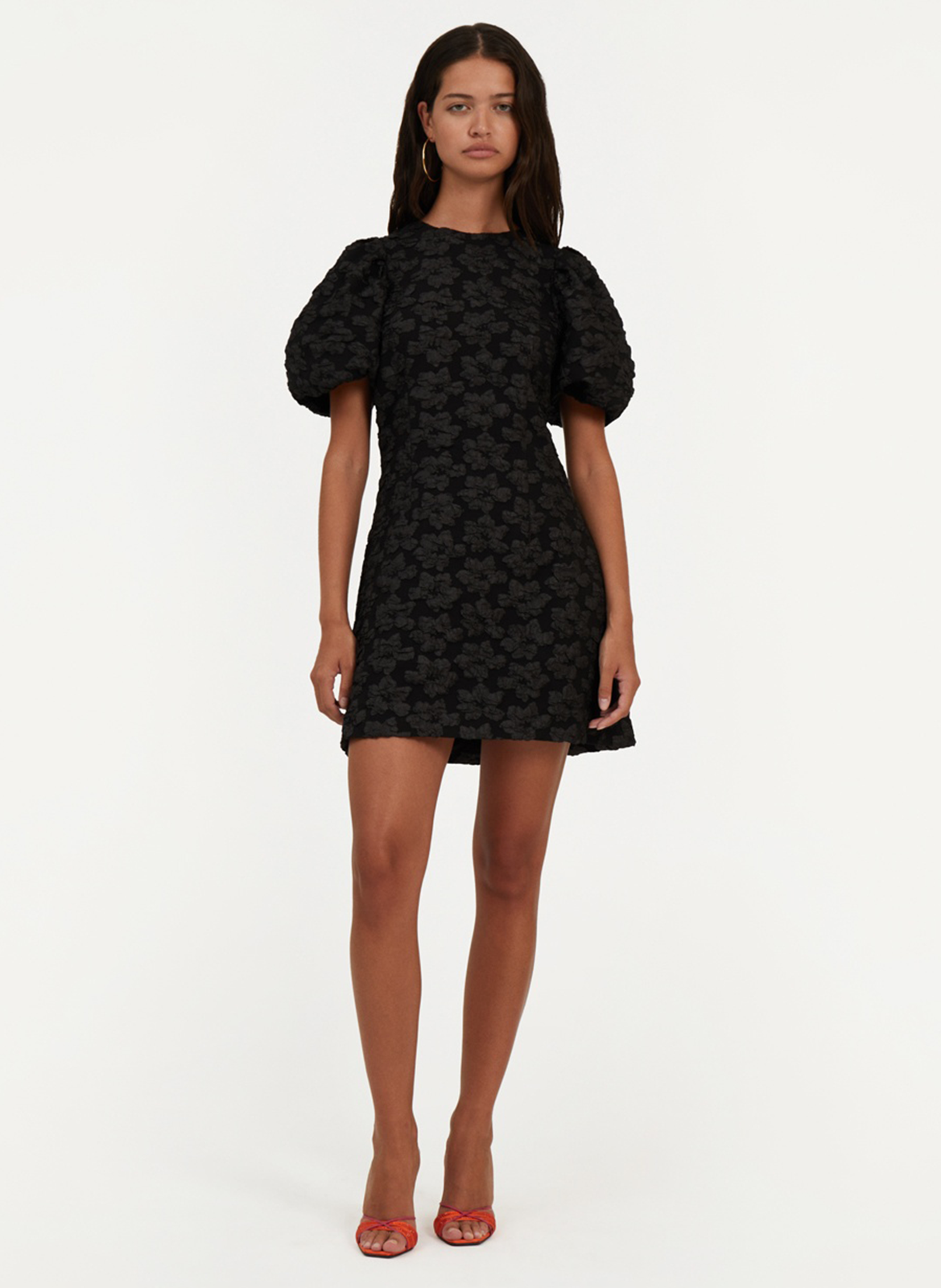 Robe courte en jacquard imprimé ROTATE Noir
