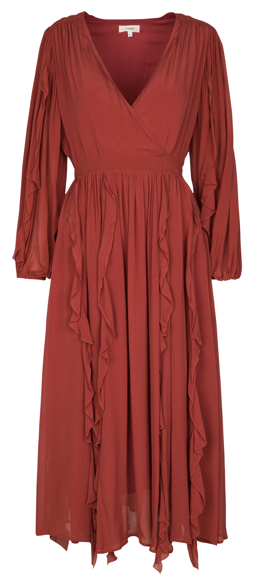 Robe longue cintrée col V SUNCOO Marron