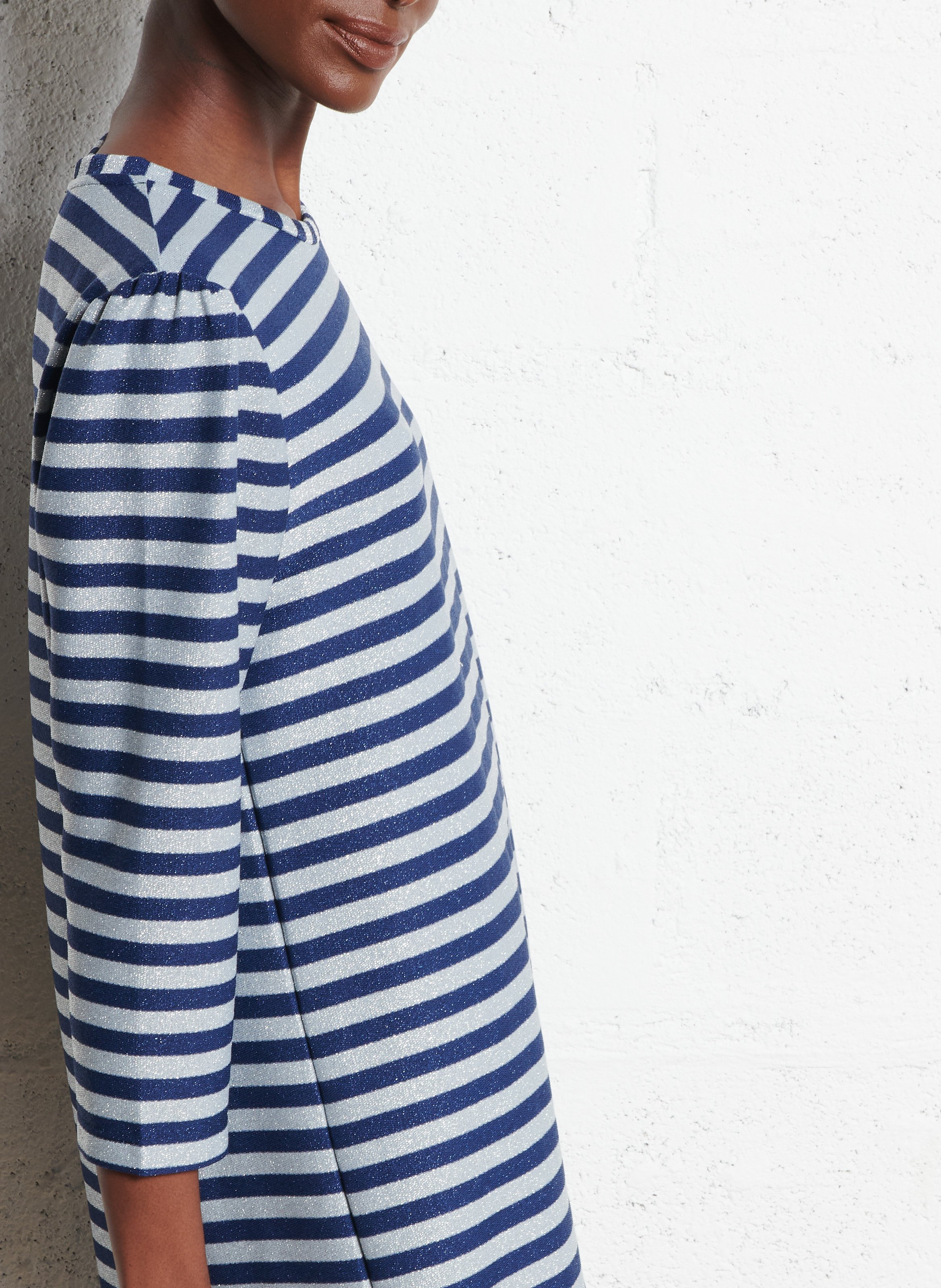 Robe courte col rond rayée I CODE Bleu