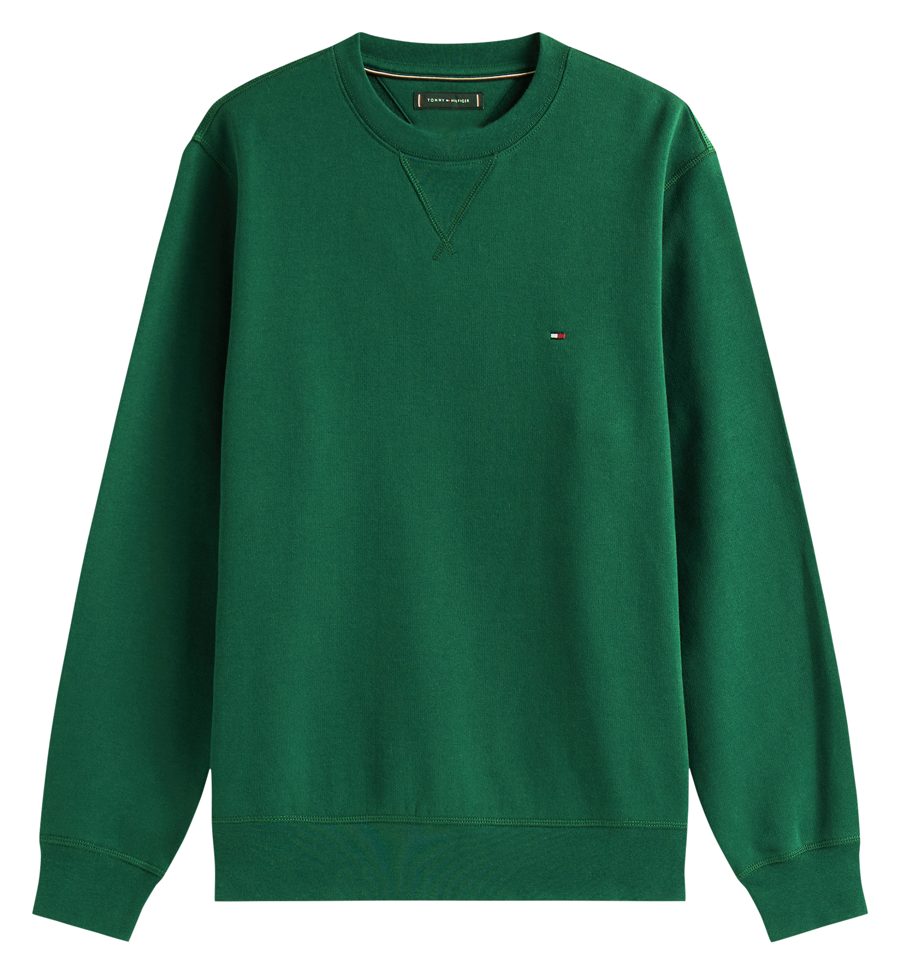 Straight-cut cotton-blend sweater with round neck  Ornamental green