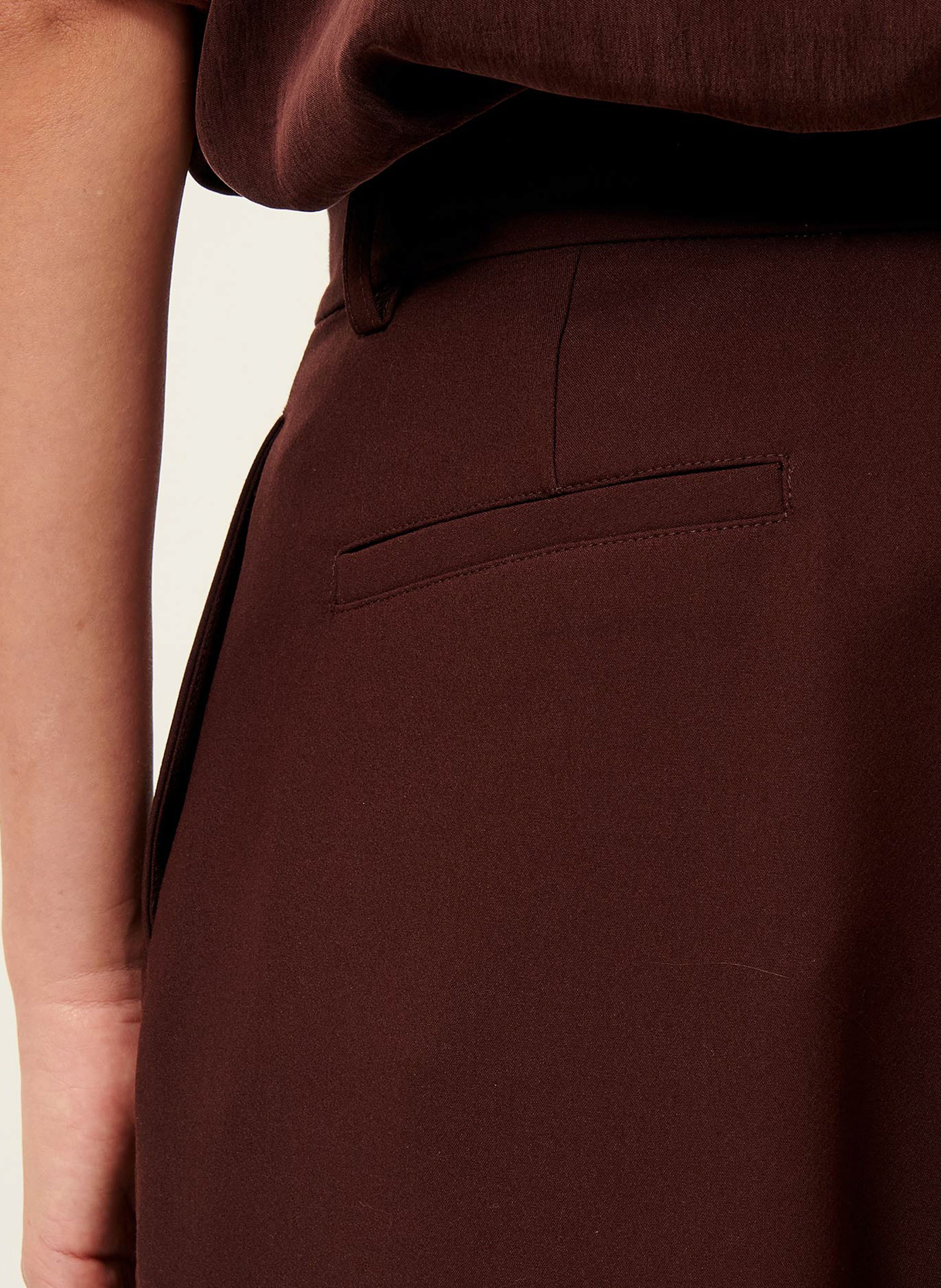 Wide-leg high waist pleated pants SESSUN Brown