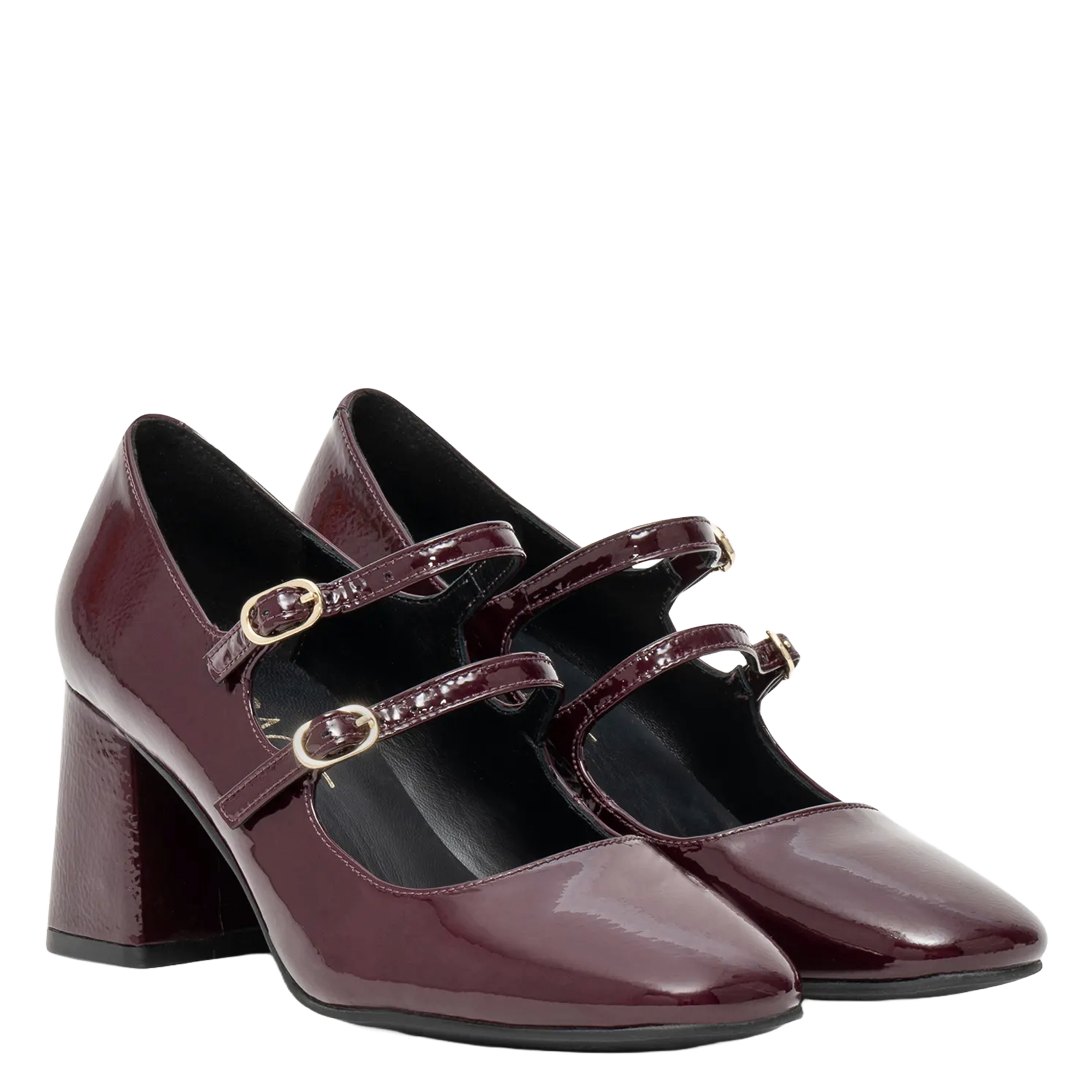 Patent leather strappy pumps BOCAGE Plums