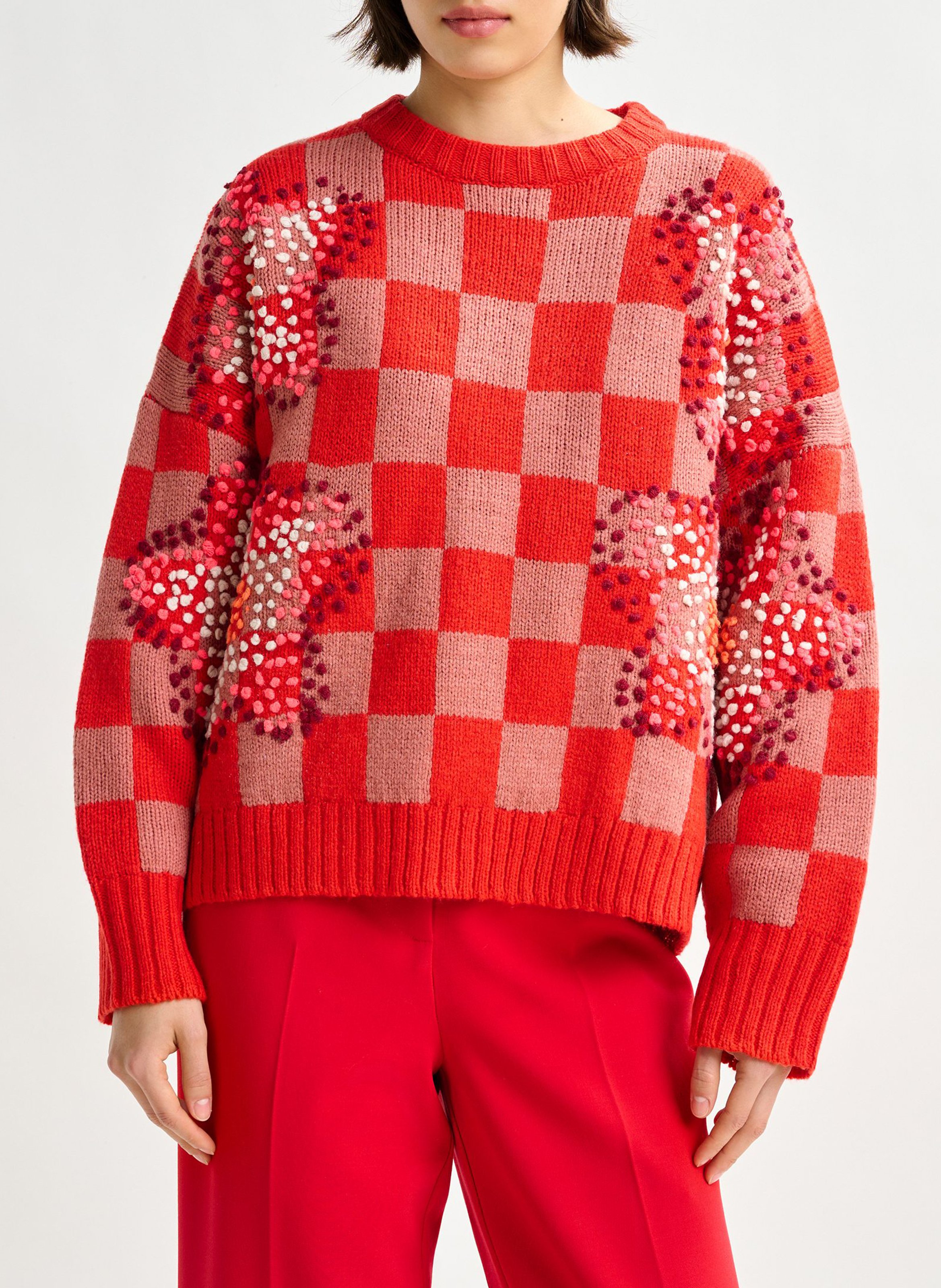 Pull droit col rond en laine mélangée ESSENTIEL ANTWERP Rouge